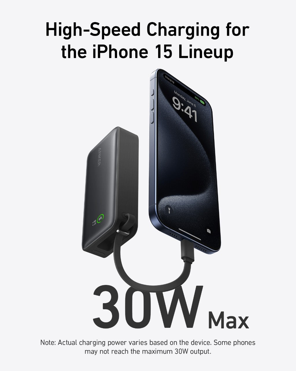 Anker Nano Power Bank (30W, Built-In USB-C Cable) image 1