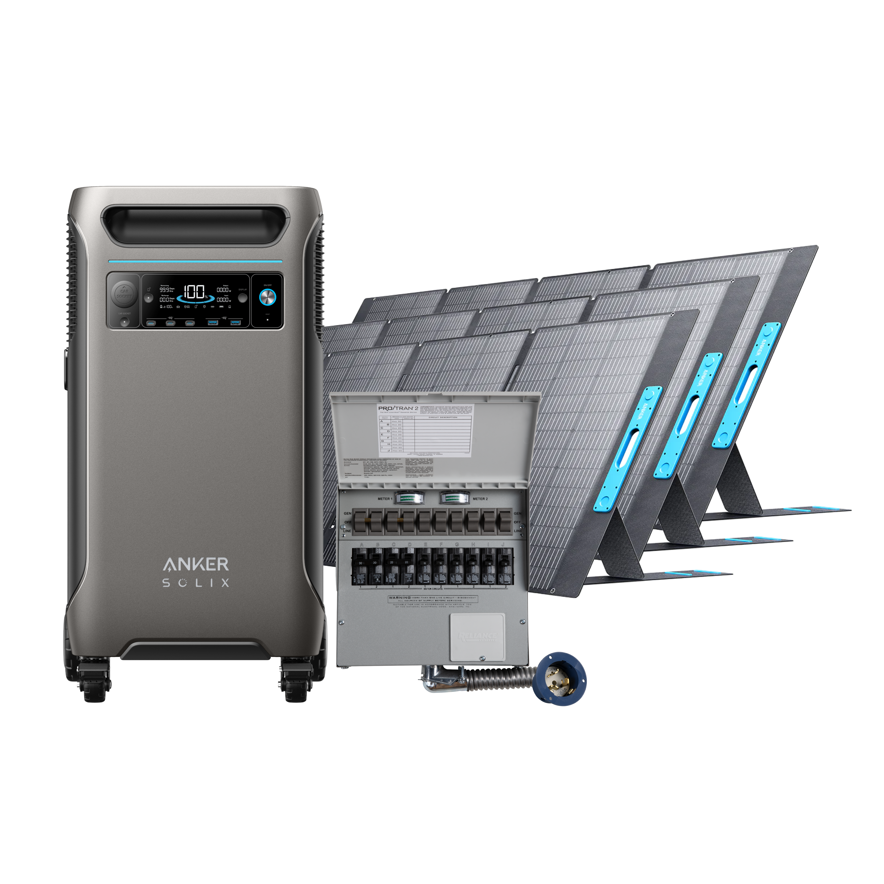 Anker SOLIX F3800 + Home Backup Kit (Transfer Switch + Cable) + 3400W Solar Panels image 0