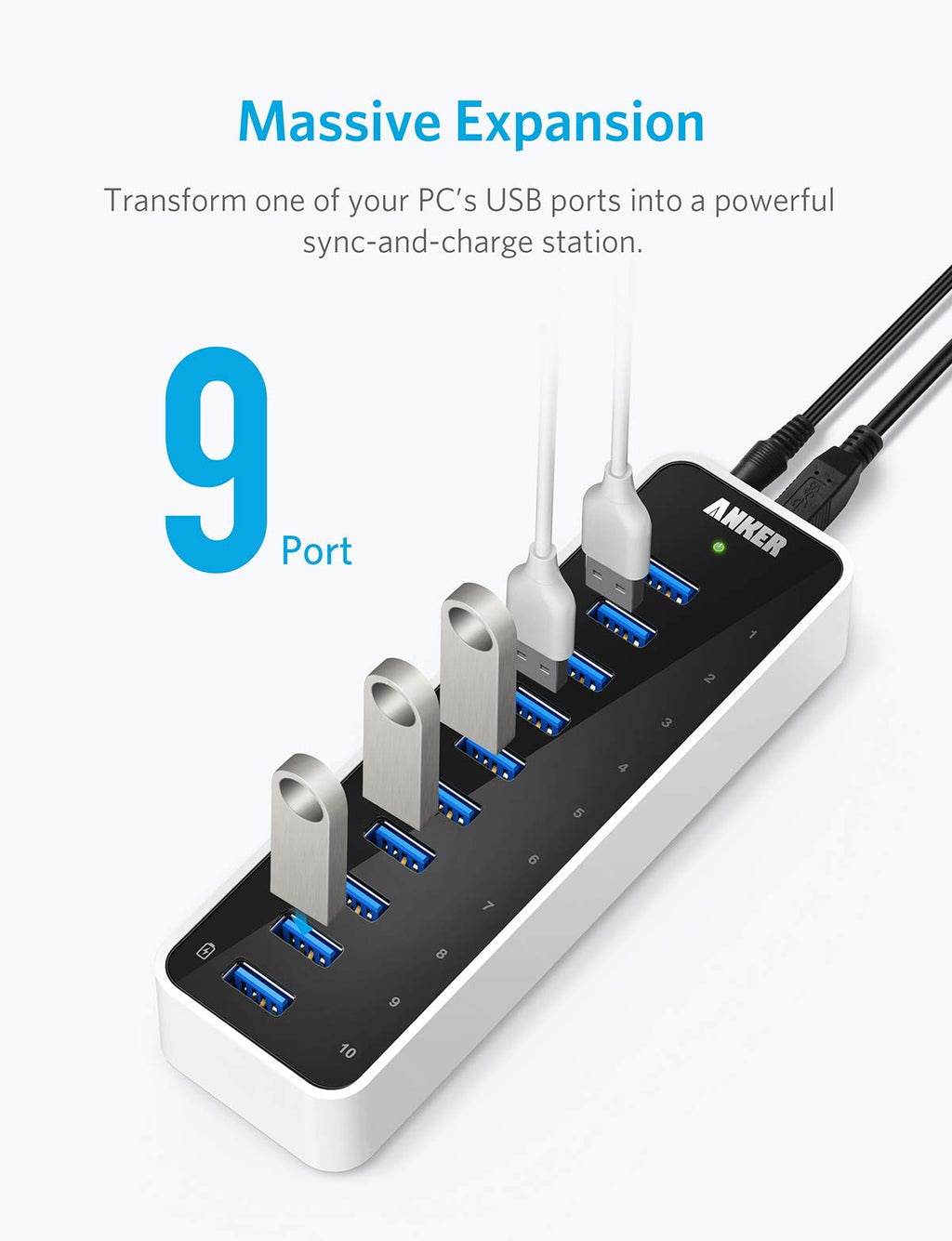 Anker USB 3.0 SuperSpeed 10-Port Hub image 2