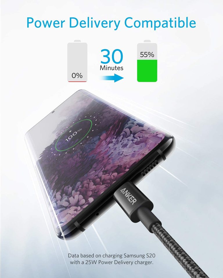 2 Pack Anker New Nylon USB-C to USB-C Cable (3 ft / 6 ft) image 1