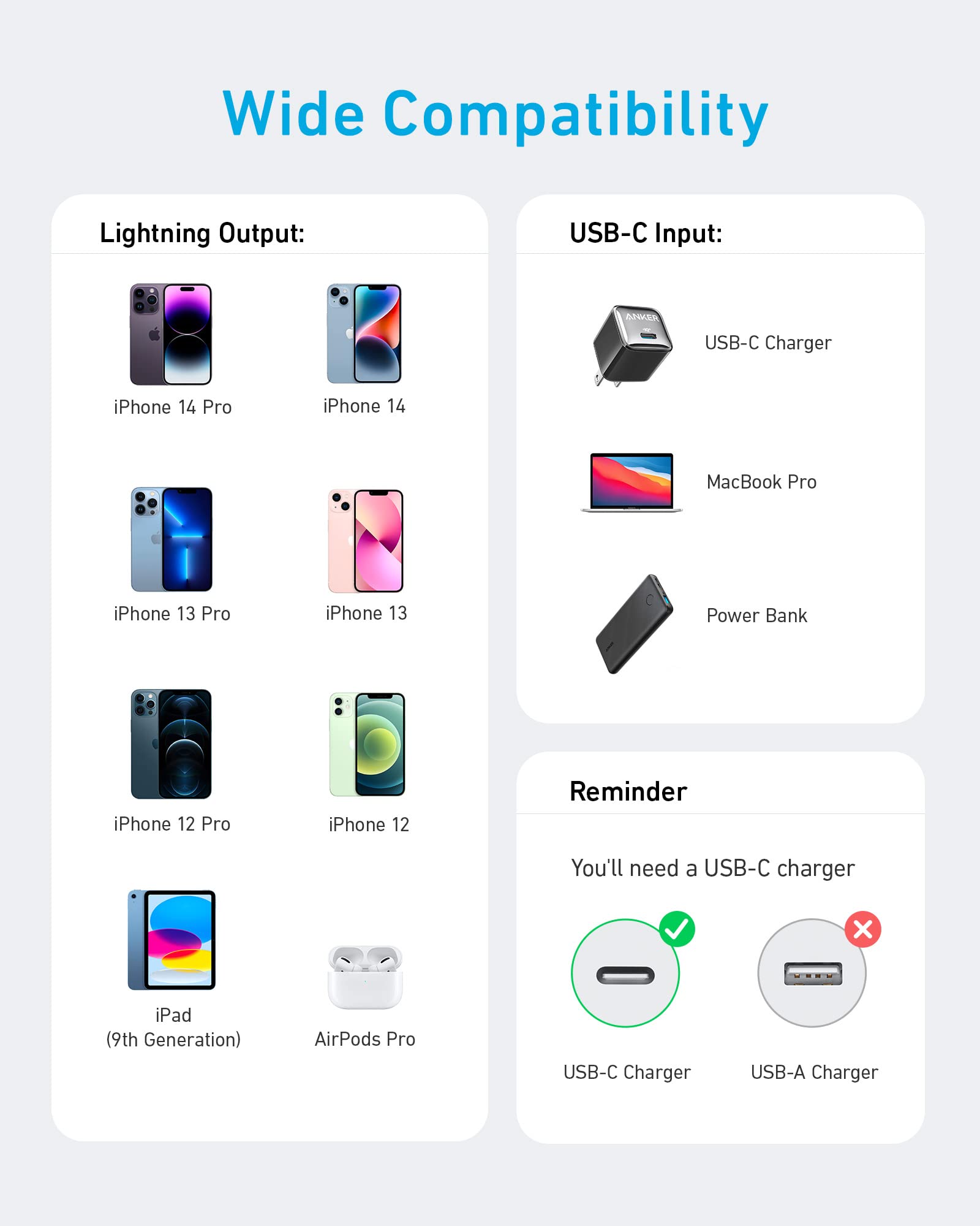Anker 310 USB-C to Lightning Cable (6 ft /10 ft /3 ft) image 3