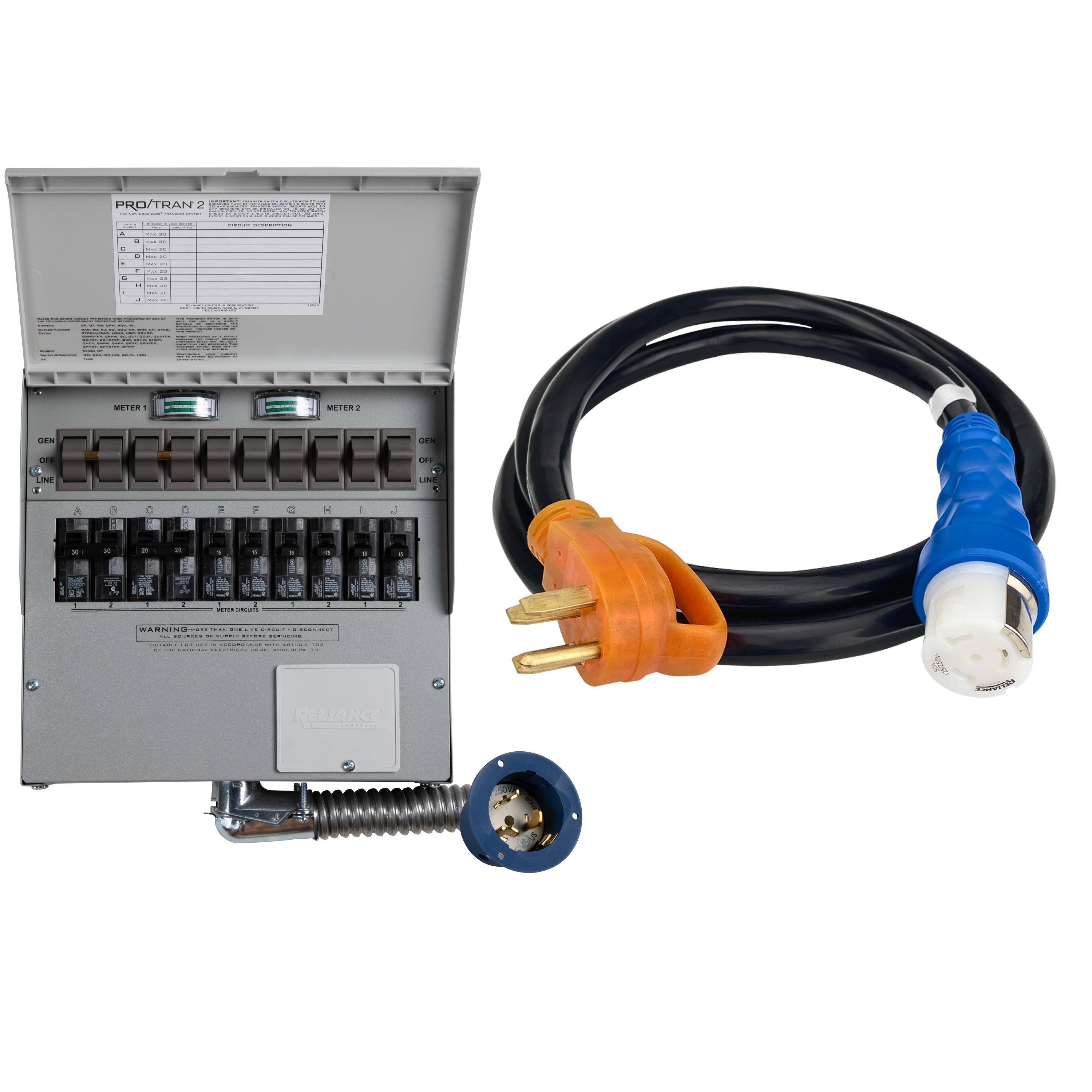 Home Backup Kit (120V/240V, 50 Amp, 10-Circuit Transfer Switch + Cable, For F3800) image 0