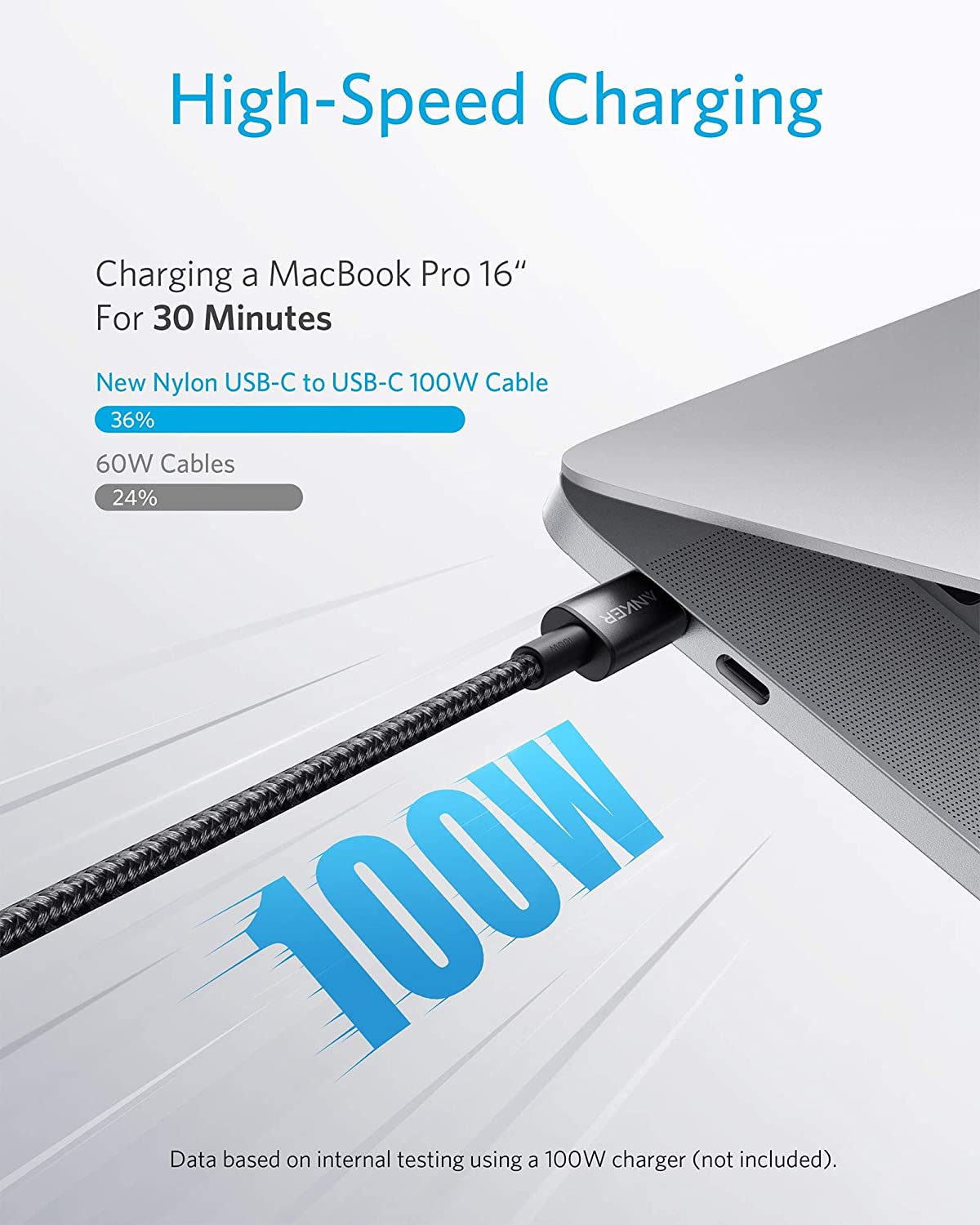 New Nylon USB-C to USB-C 100W Cable (10 ft) image 1