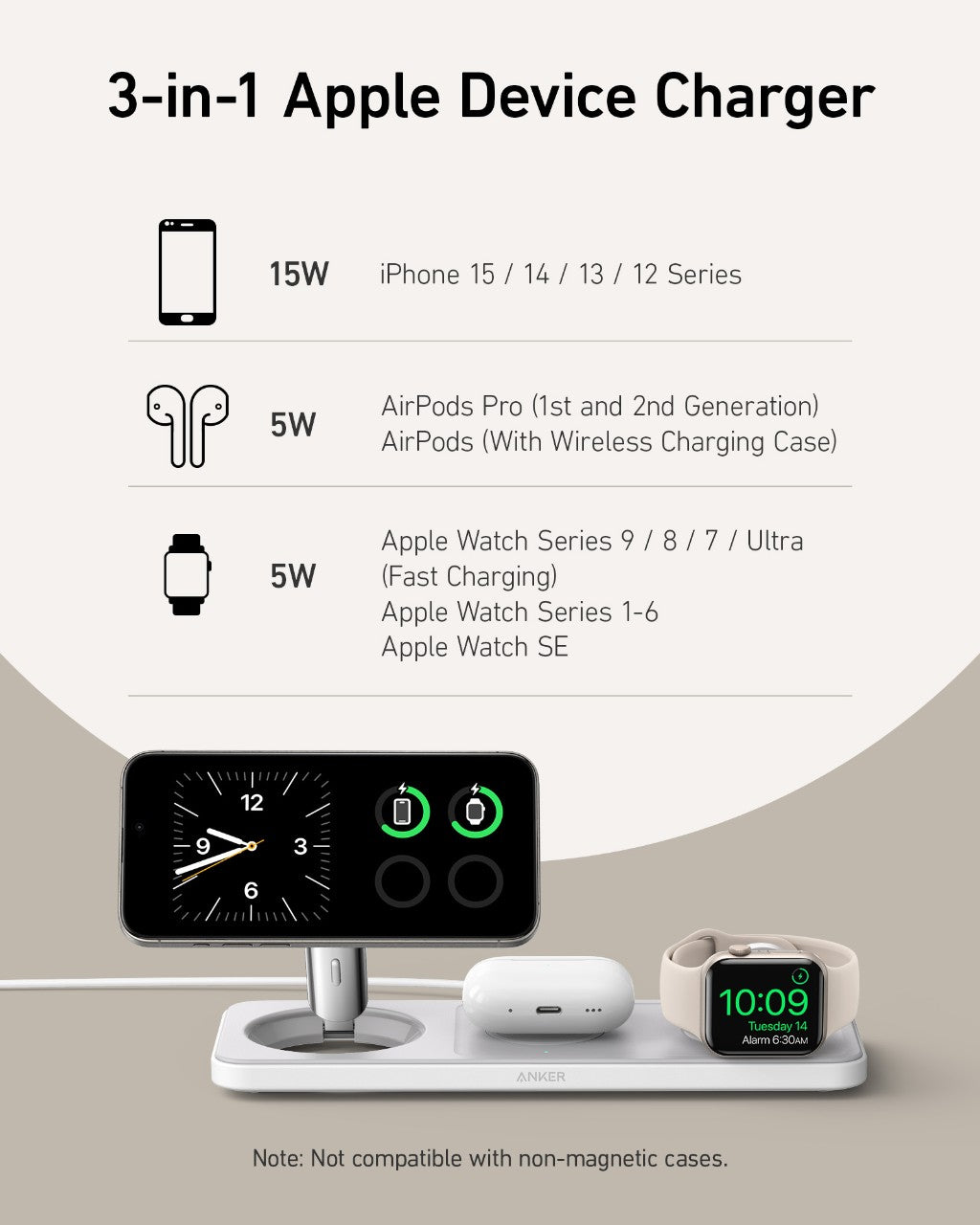 Anker MagGo Wireless Charging Station (3-in-1 Pad) image 3