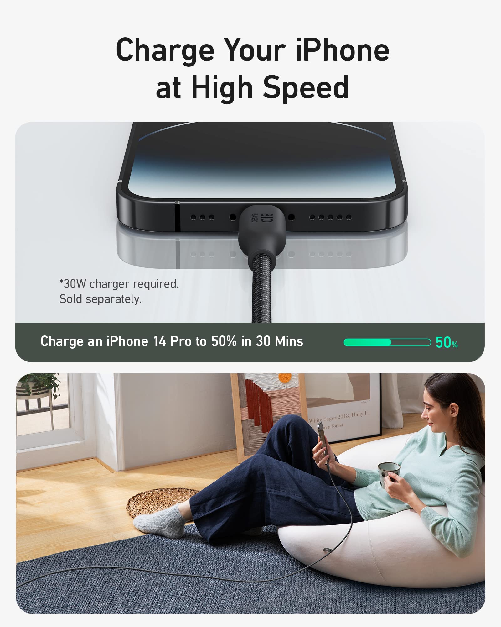 Anker 541 USB-C to Lightning Cable (Bio-Nylon, 10 ft) image 3
