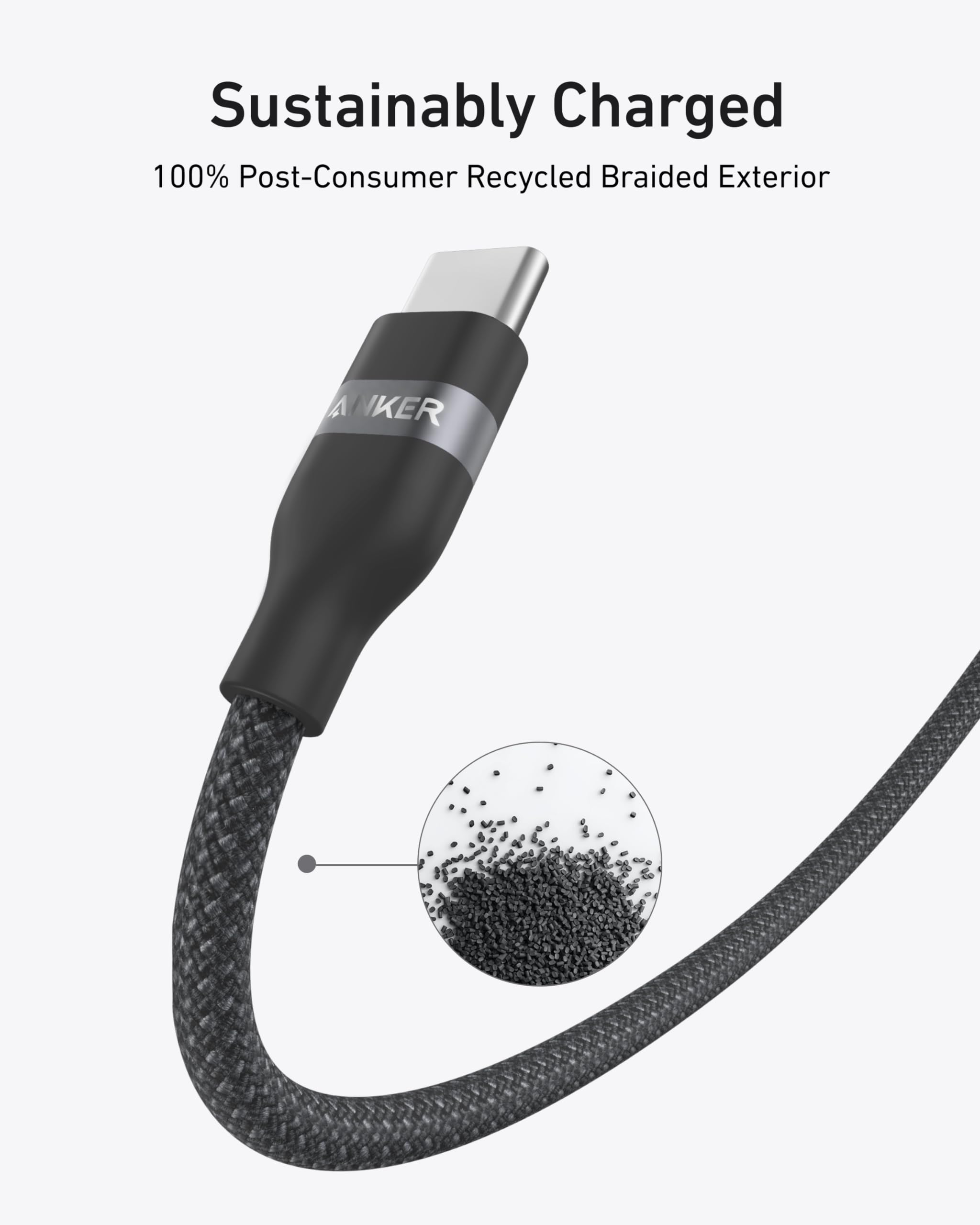 Anker USB-C to USB-C Cable (3 ft / 6 ft, 240W, Upcycled-Braided) image 4