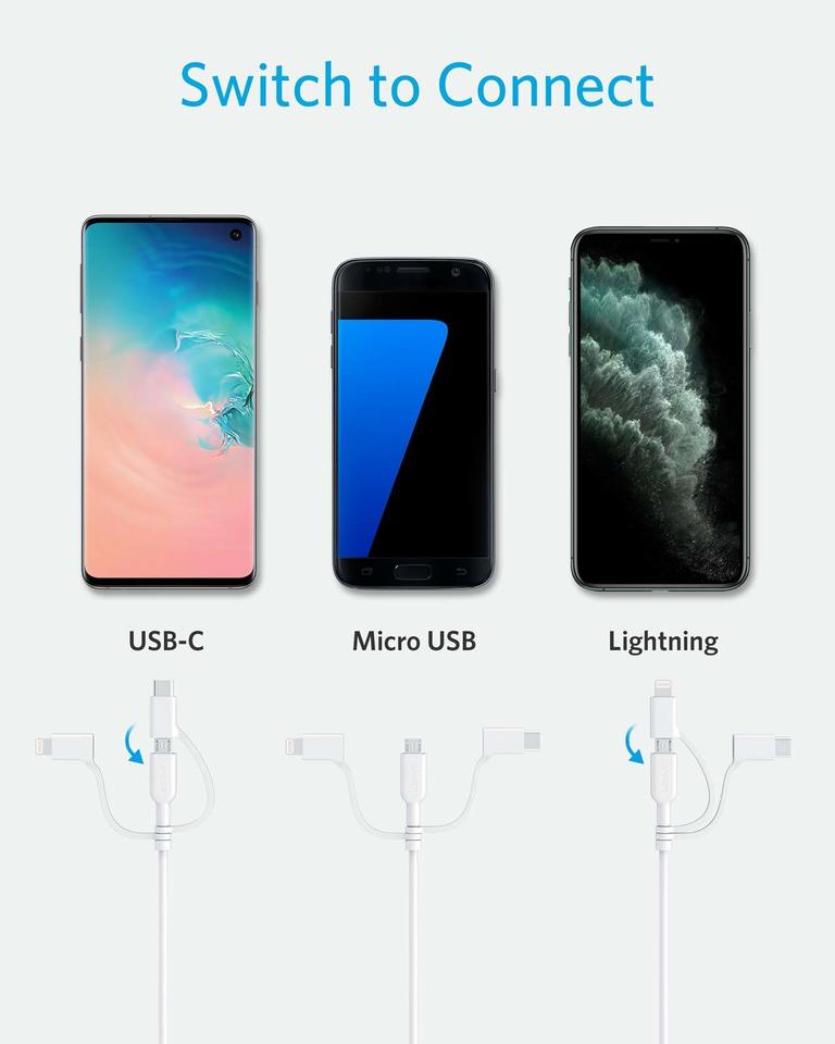 Anker 321 USB-A to Lightning Cable (3 ft 3-in-1) image 2