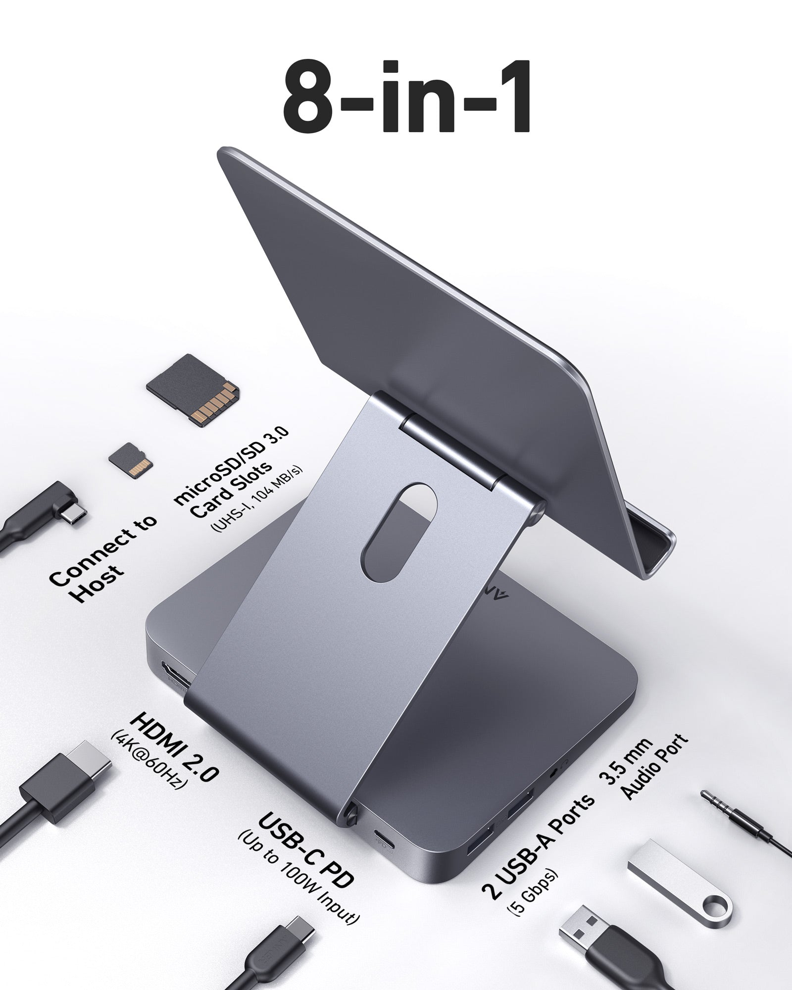 Anker 551 USB-C Hub (8-in-1, Tablet Stand) image 2