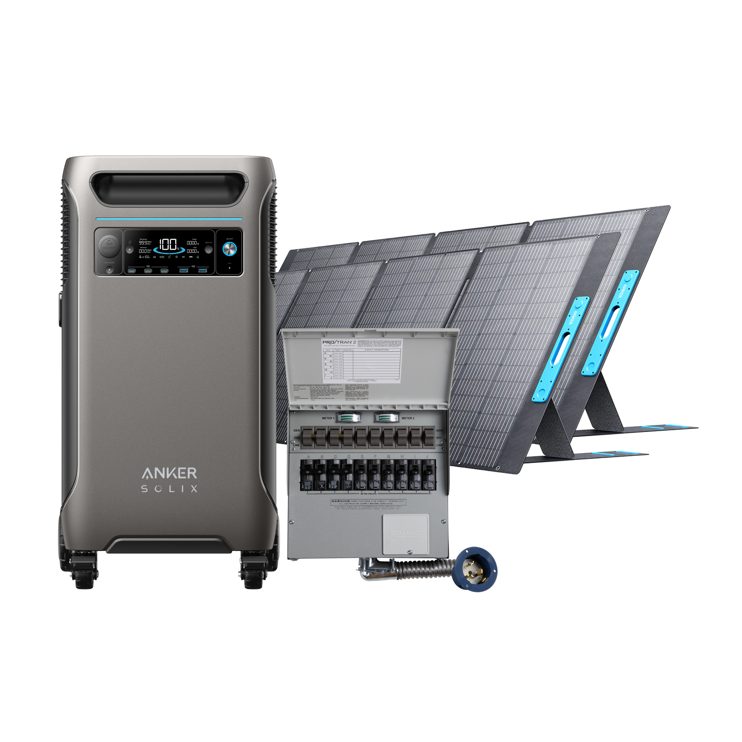Anker SOLIX F3800 + Home Backup Kit (Transfer Switch + Cable) + 2400W Solar Panels image 0