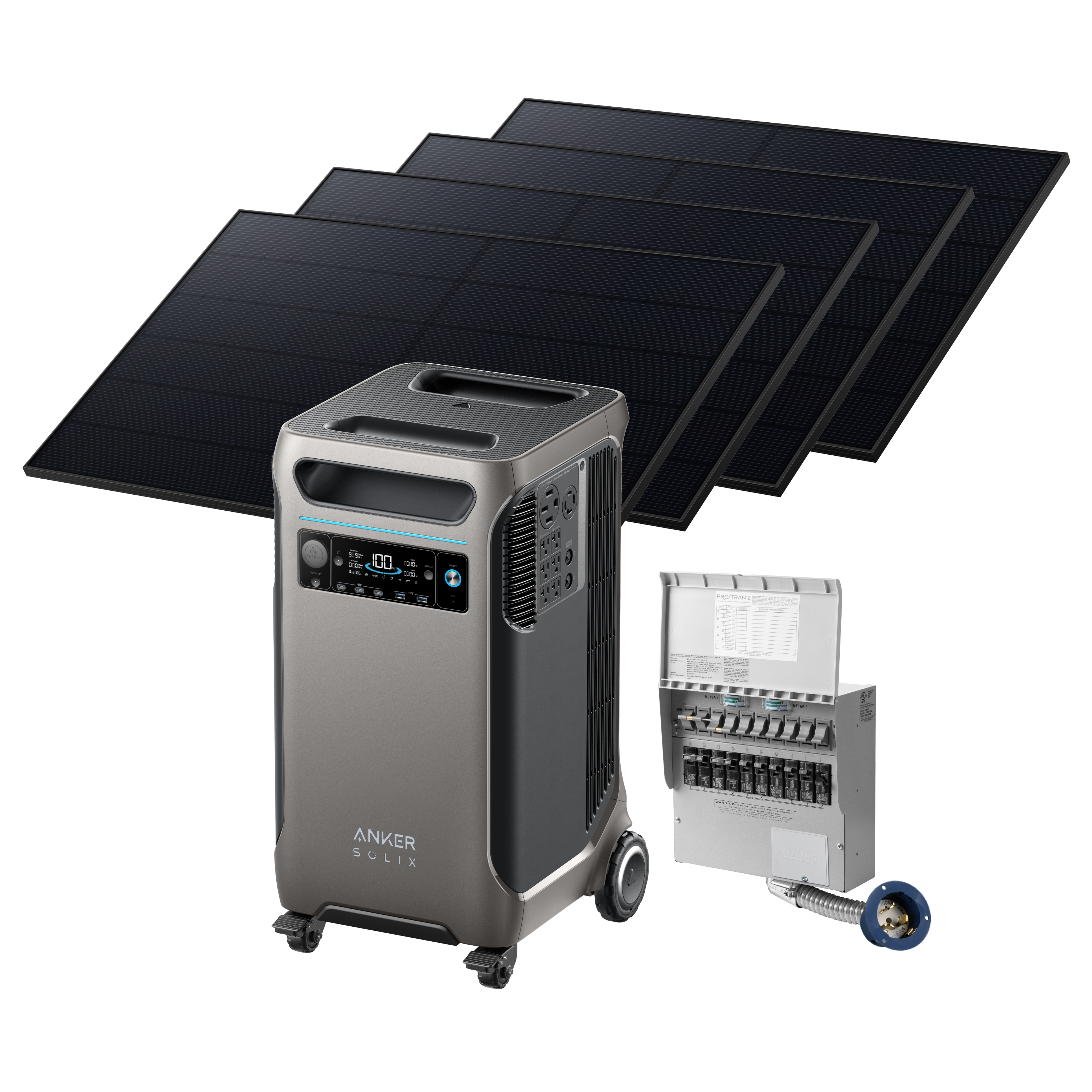 Anker SOLIX F3800 + Home Backup Kit (Transfer Switch + Cable) + 4410W Rigid Solar Panels image 0