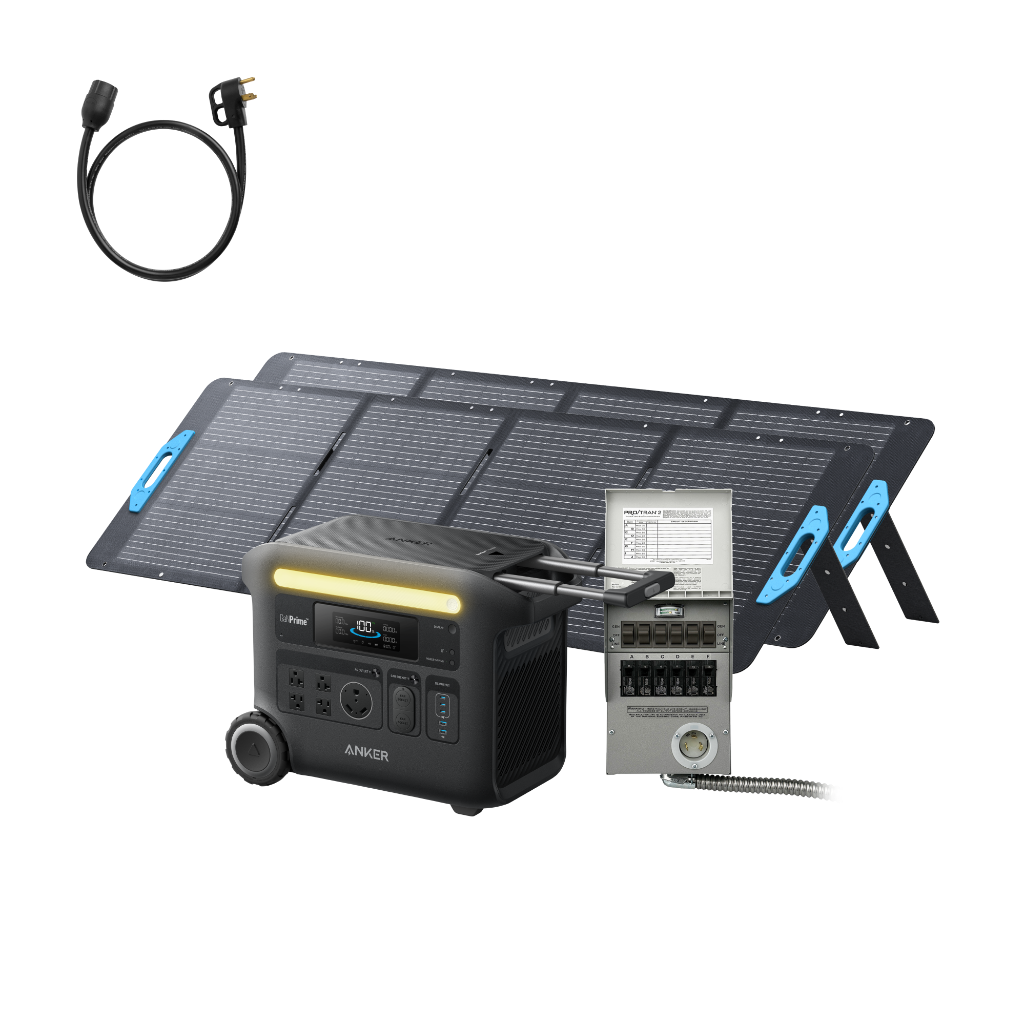 Anker SOLIX F2600 + Home Backup Kit (Transfer Switch + Cable) + 2 200W Solar Panel image 0