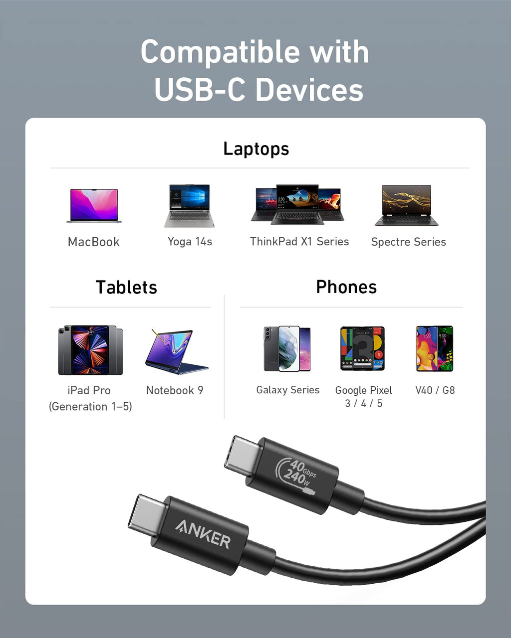 Anker 515 USB-C to USB-C Cable (Thunderbolt 4 Compatible) image 5