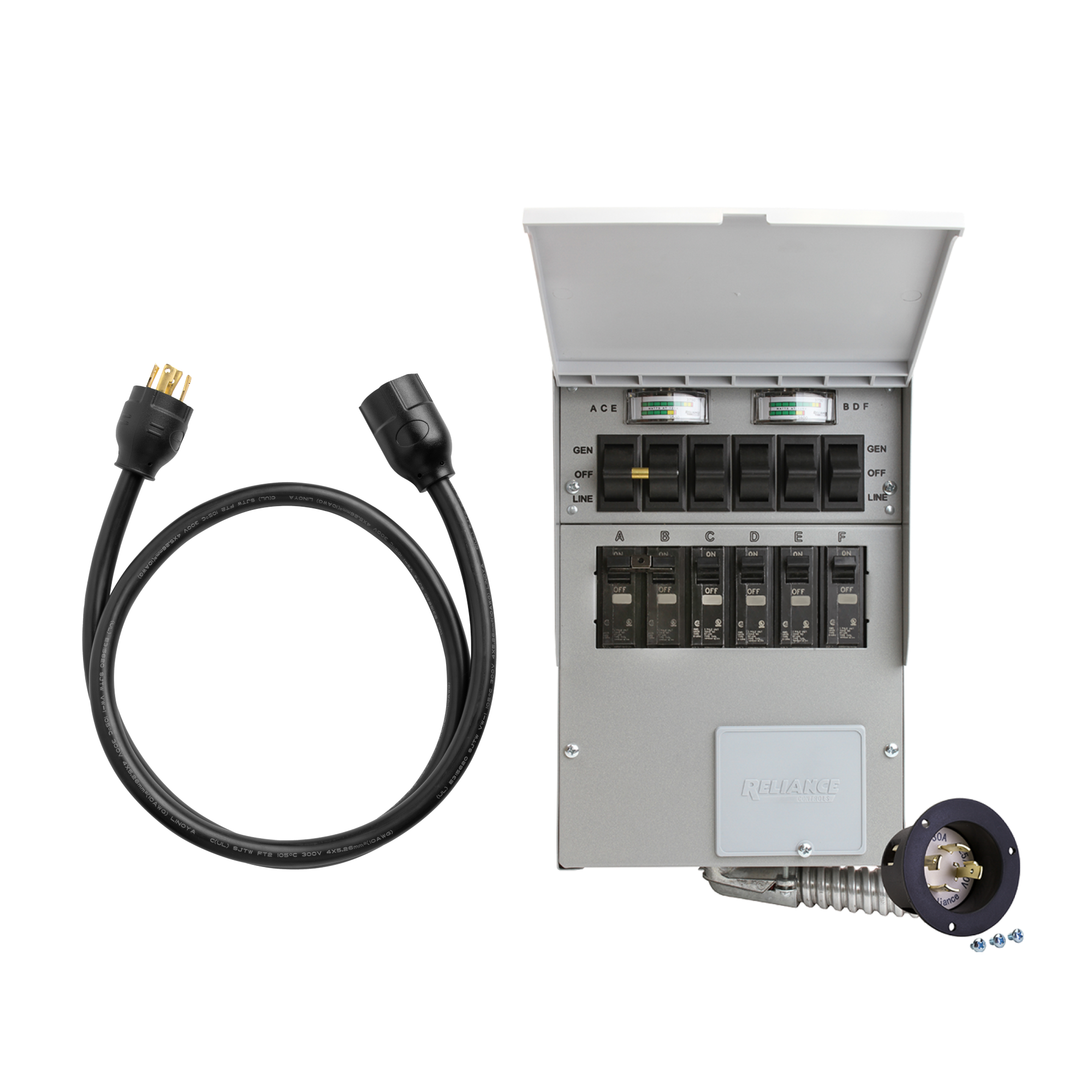 Starter Home Backup Kit (120V/240V, 30 Amp, 6-Circuit Transfer Switch + Cable, For F3800) image 0
