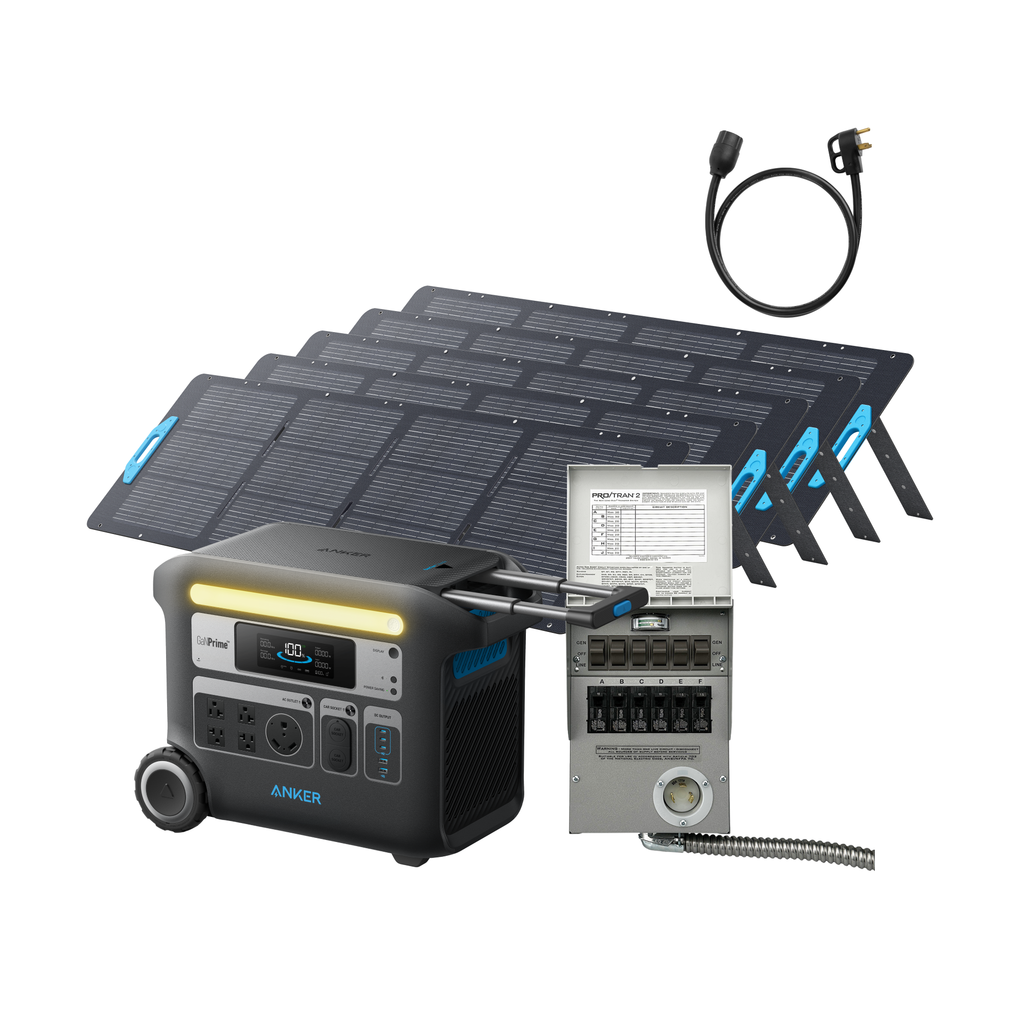 Anker SOLIX F2000 + Home Backup Kit (Transfer Switch + Cable) + 5200W Solar Panel image 0
