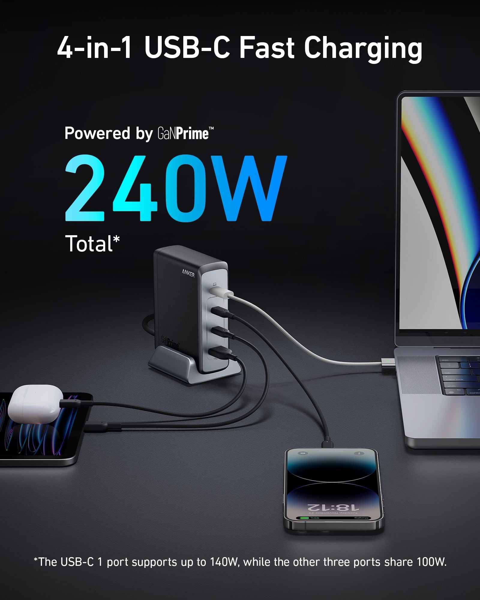 Anker Prime 240W GaN Desktop Charger (4 Ports) image 3