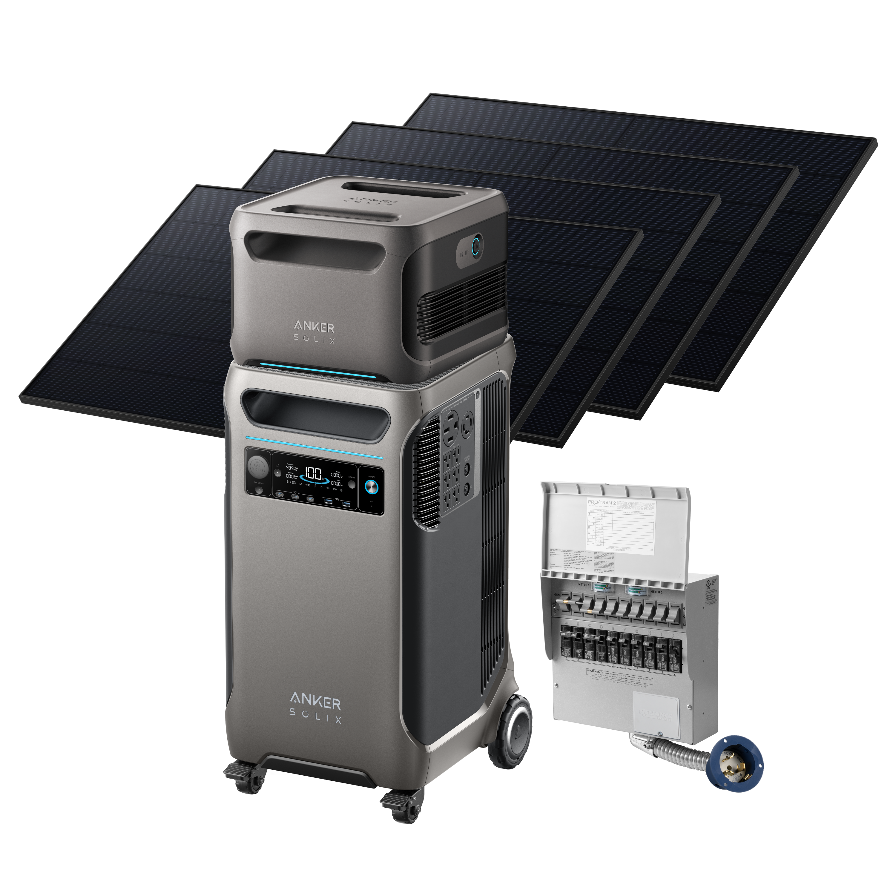 Anker SOLIX F3800 + Expansion Battery + Home Backup Kit (Transfer Switch + Cable) + 4410W Rigid Solar Panels image 0