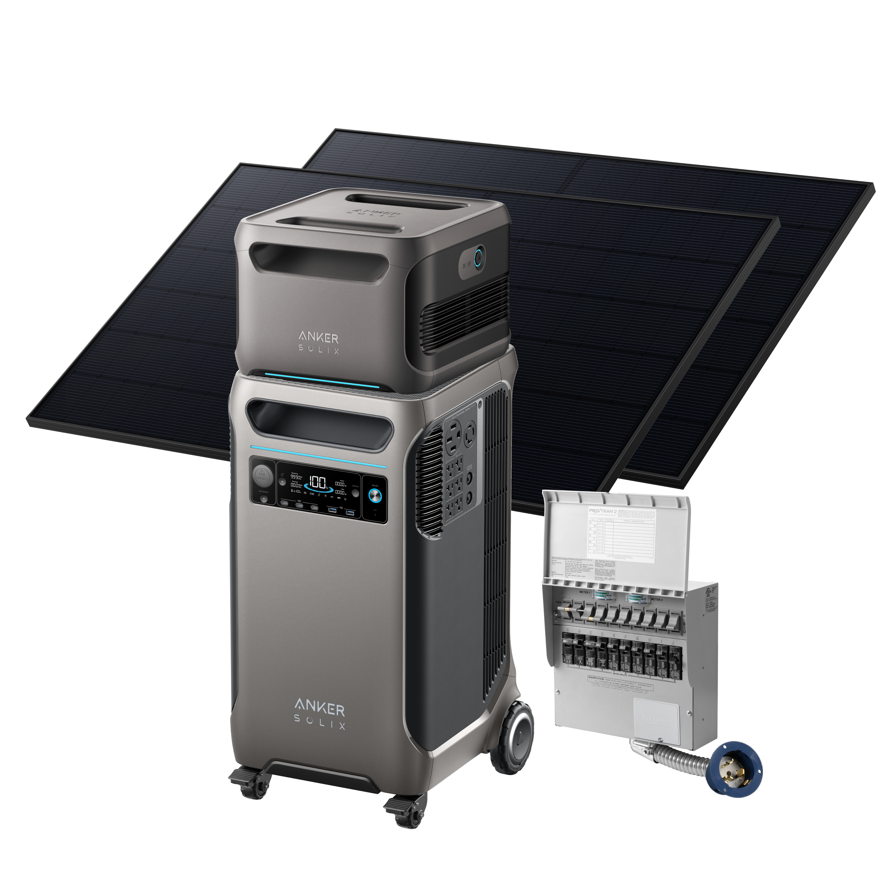 Anker SOLIX F3800 + Expansion Battery + Home Backup Kit (Transfer Switch + Cable) + 2410W Rigid Solar Panels image 0