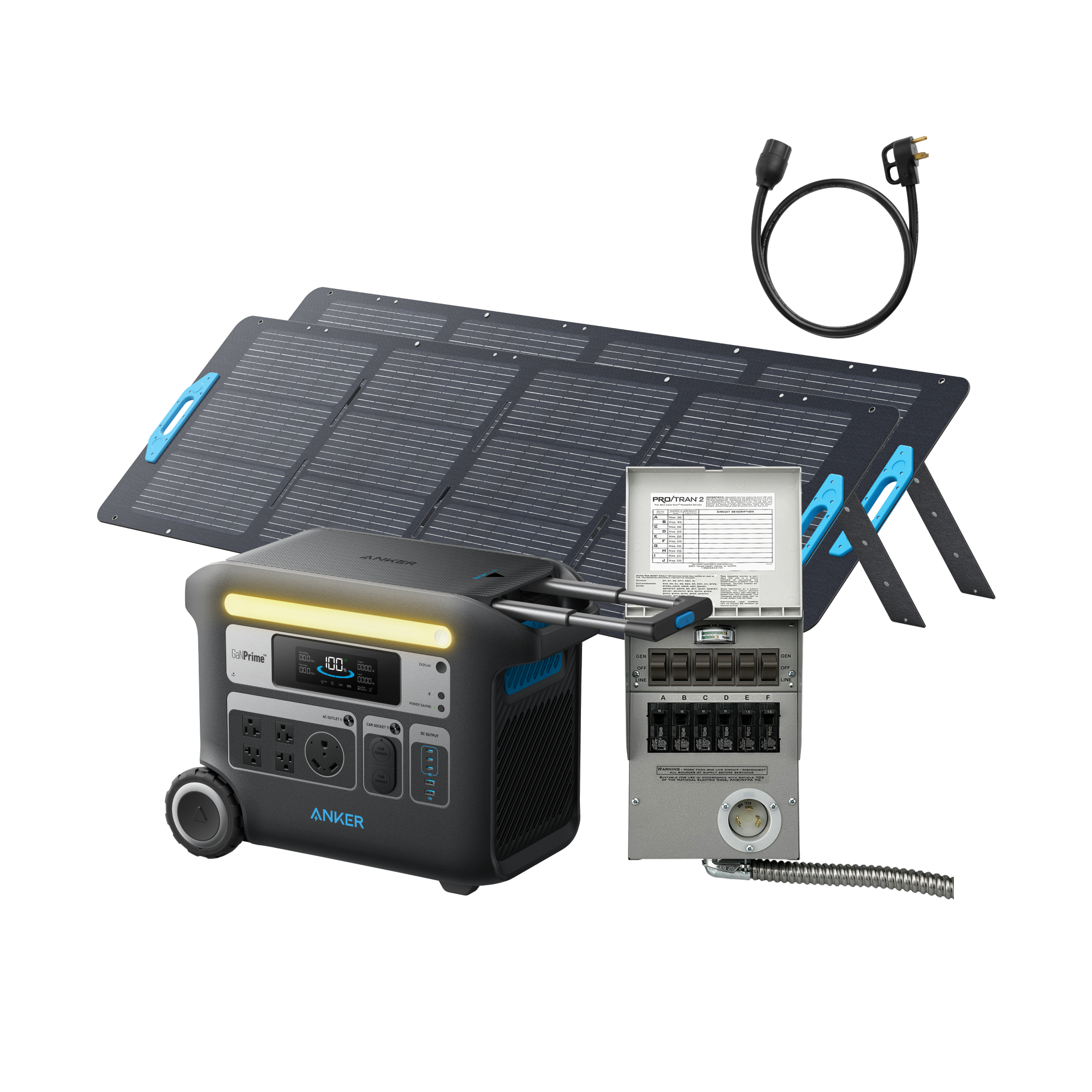 Anker SOLIX F2000 + Home Backup Kit (Transfer Switch + Cable) + 2200W Solar Panel image 0