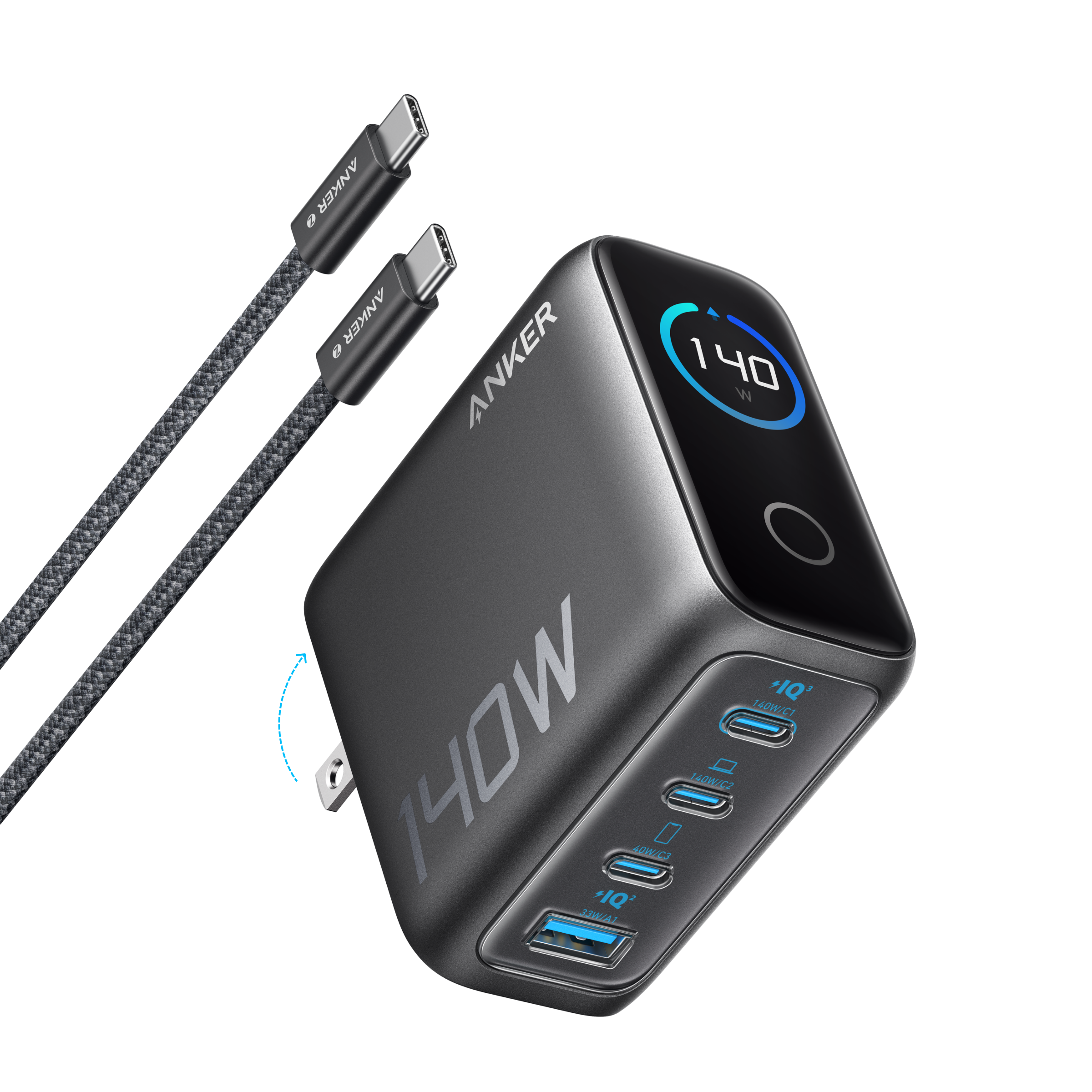 Anker Charger (140W, 4-Port, PD 3.1) with USB-C Cable image 0