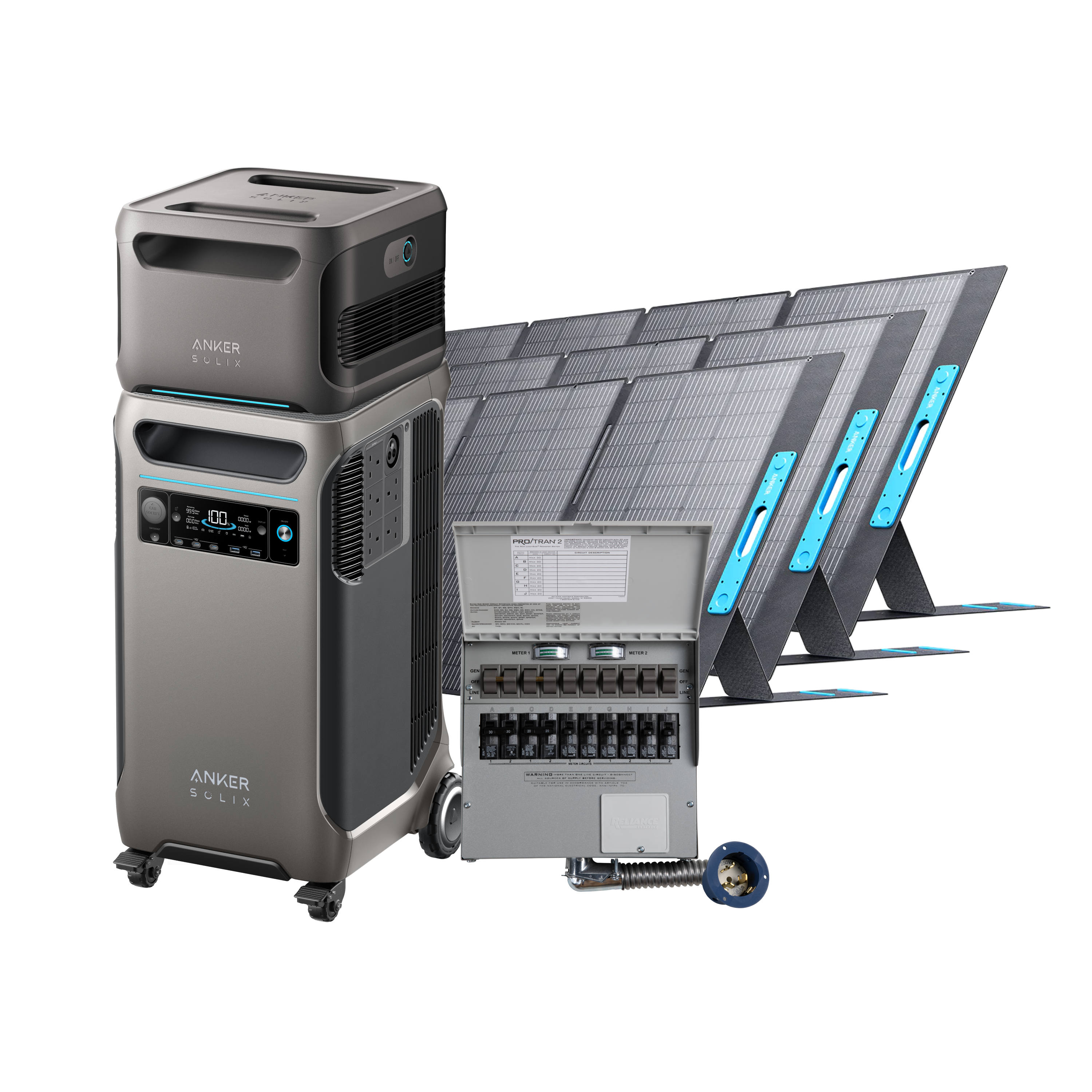 Anker SOLIX F3800 + Expansion Battery + Home Backup Kit (Transfer Switch + Cable) + 3400W Solar Panels image 0