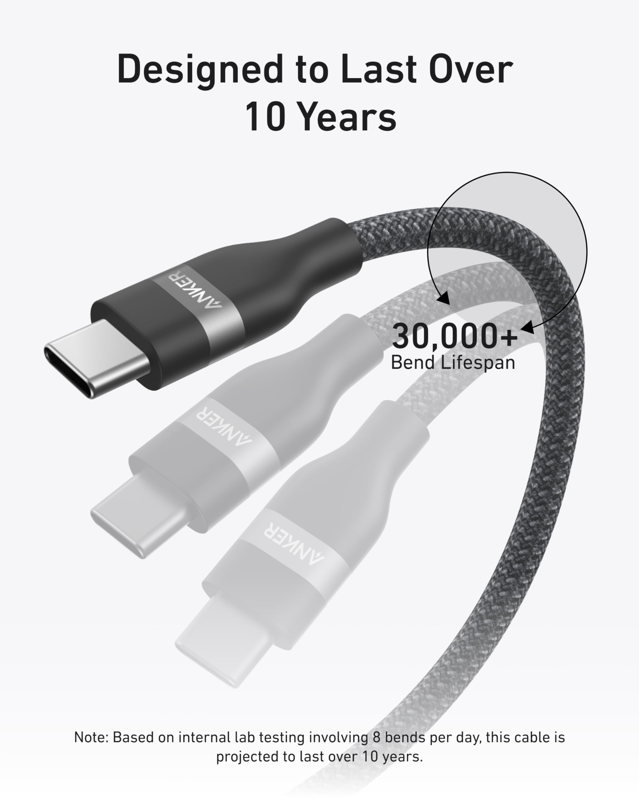 Anker USB-C to USB-C Cable (3 ft / 6 ft, 240W, Upcycled-Braided) image 3