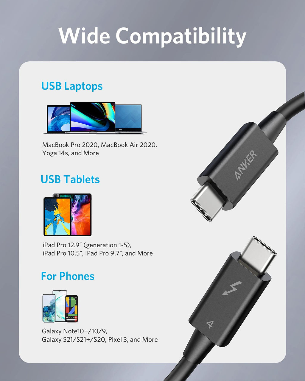 Anker USB-C to USB-C Thunderbolt 4 100W Cable (2.3 ft) image 3