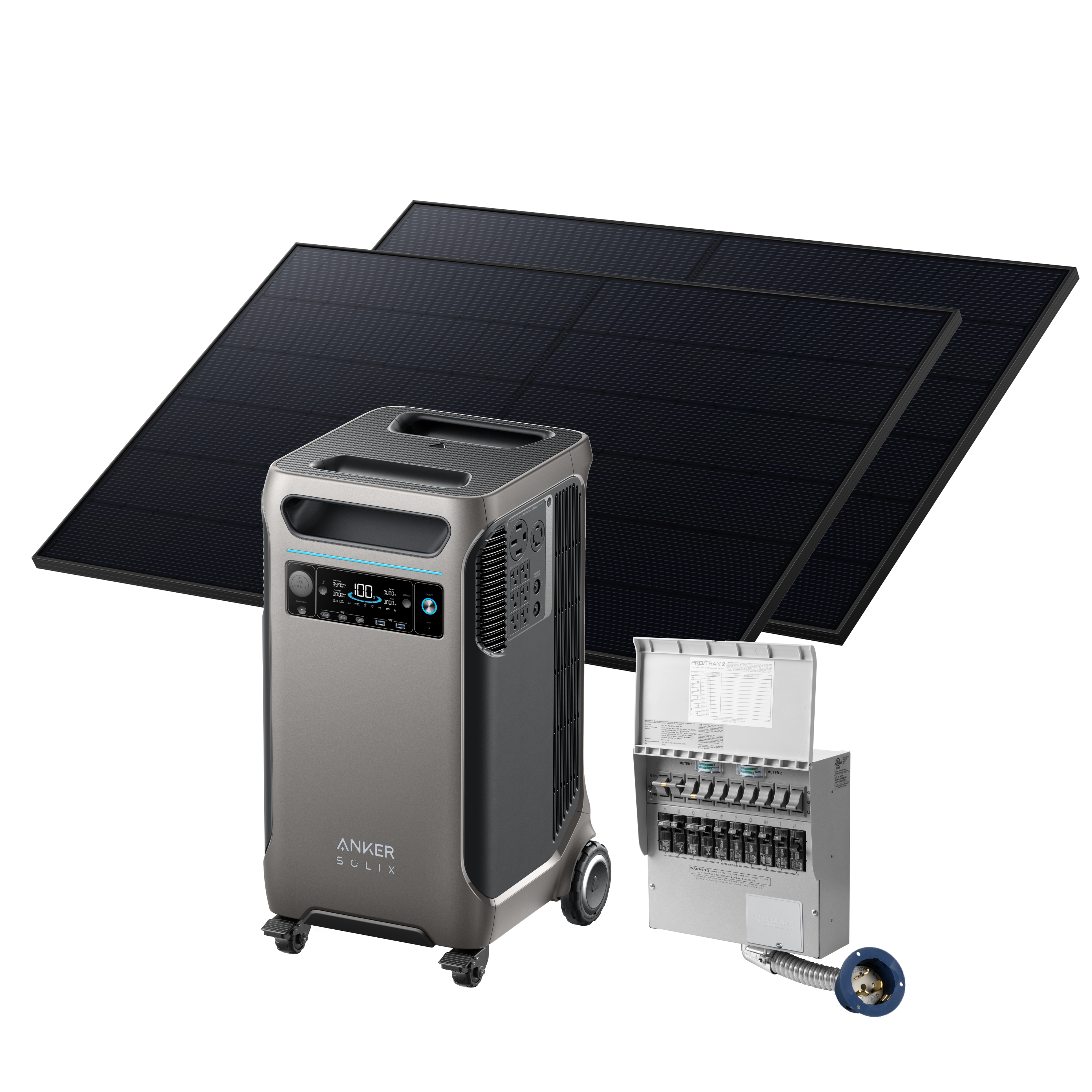 Anker SOLIX F3800 + Home Backup Kit (Transfer Switch + Cable) + 2410W Rigid Solar Panels image 0