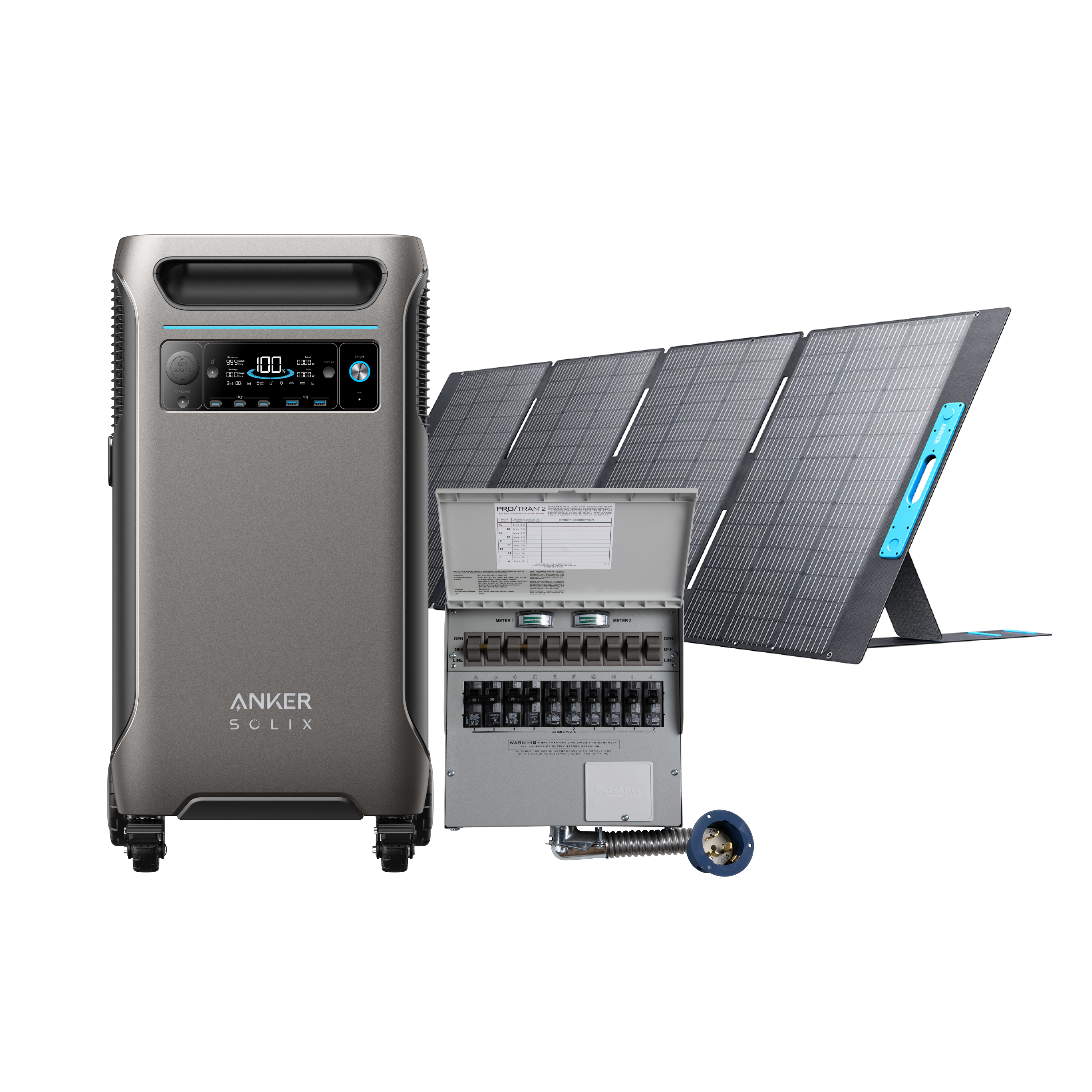 Anker SOLIX F3800 + Home Backup Kit (Transfer Switch + Cable) + 400W Solar Panel image 0