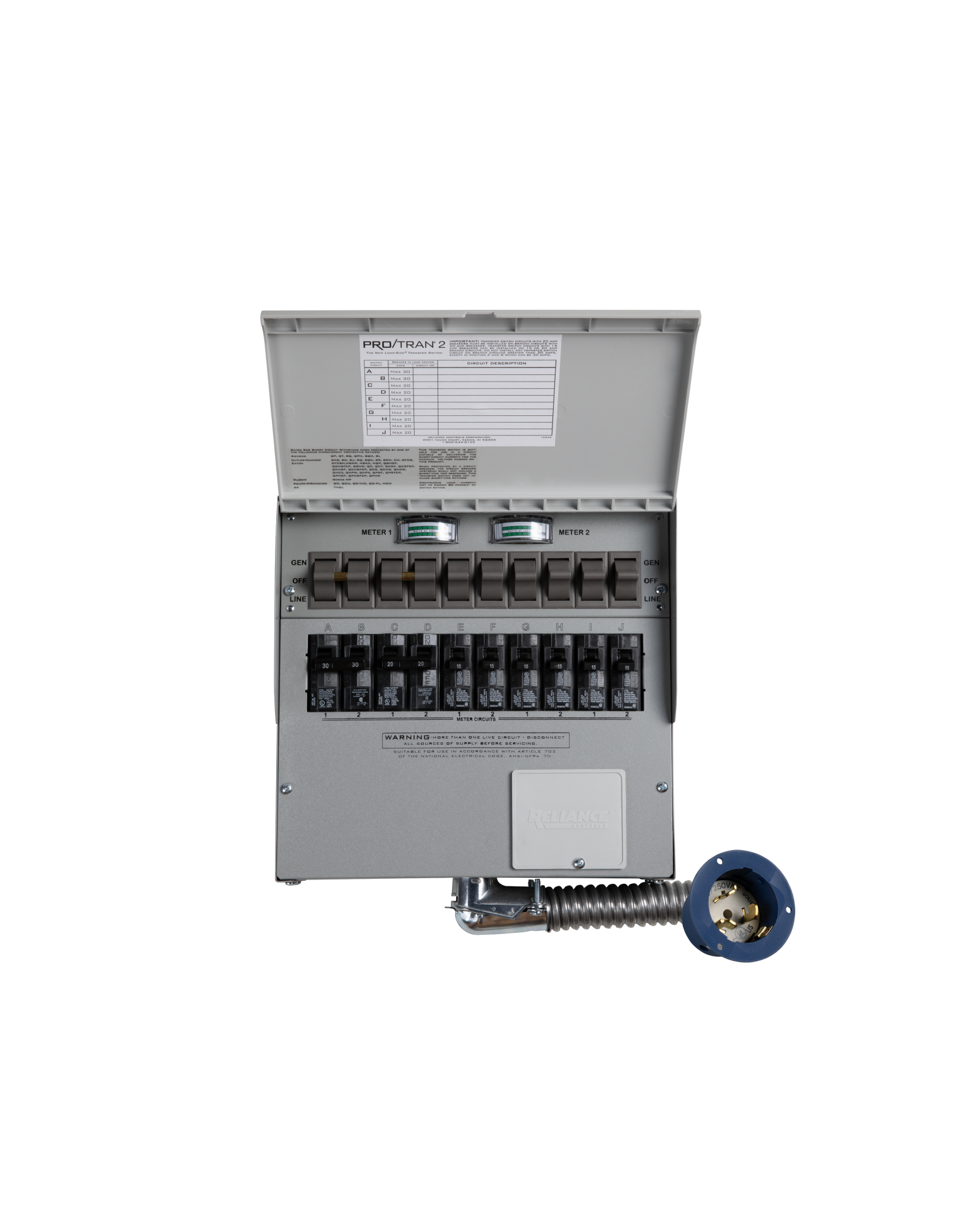 Home Backup Kit (120V/240V, 50 Amp, 10-Circuit Transfer Switch + Cable, For F3800) image 1