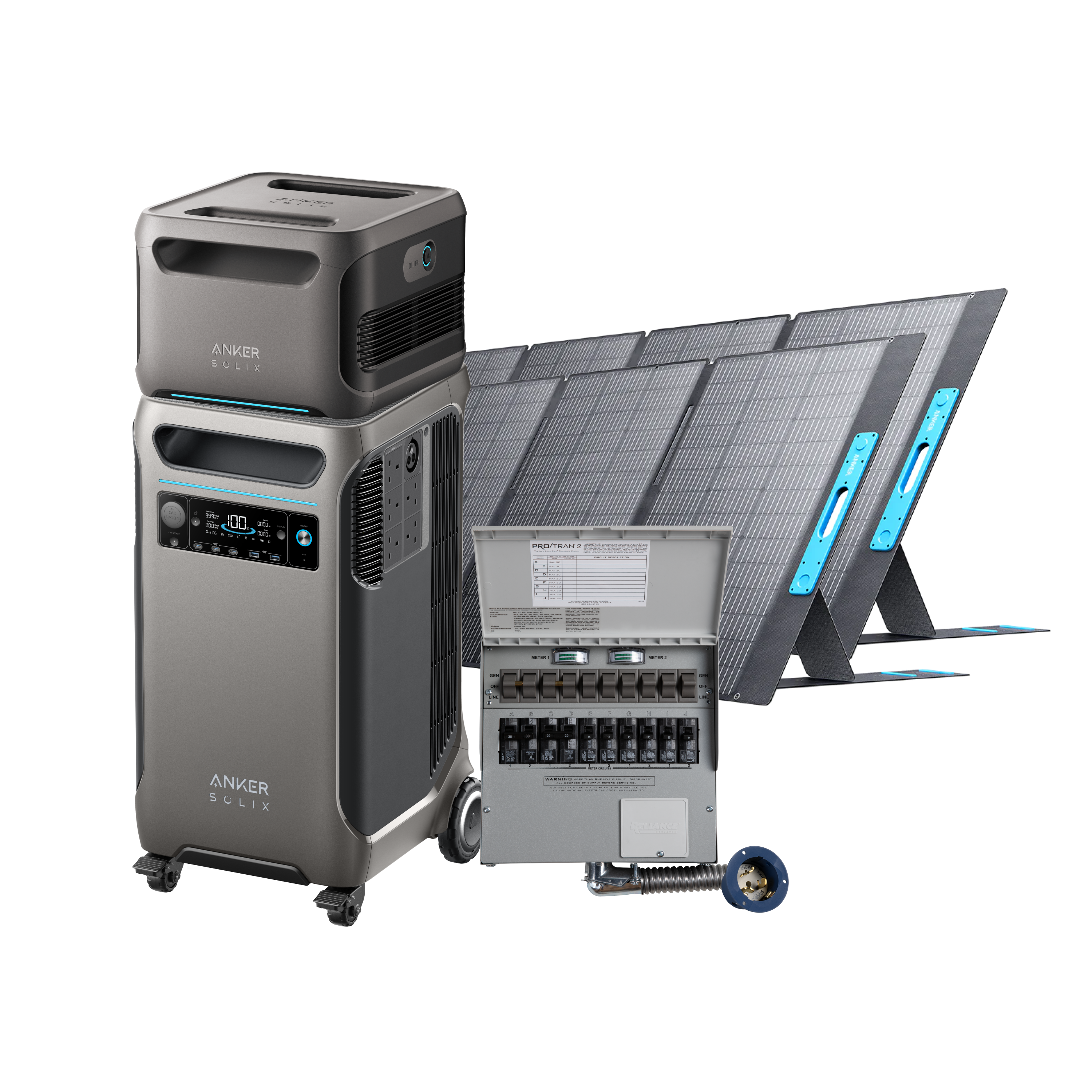 Anker SOLIX F3800 + Expansion Battery + Home Backup Kit (Transfer Switch + Cable) + 2400W Solar Panels image 0