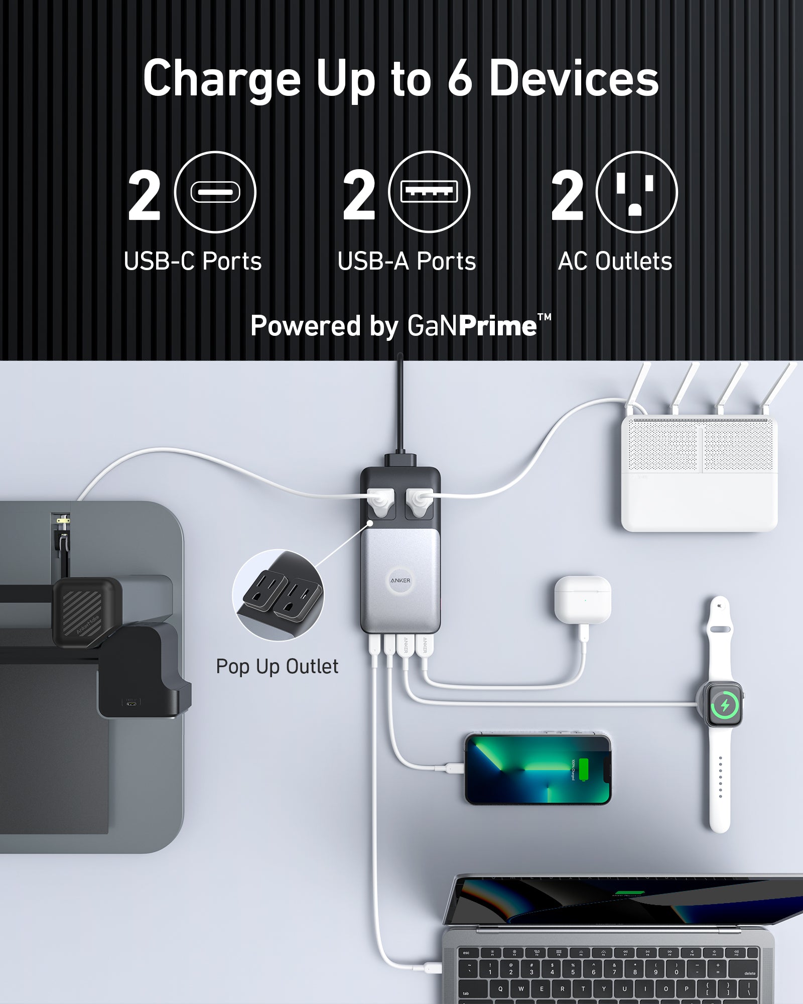 Anker 727 Charging Station (GaNPrime 100W) and Anker 765 USB-C to USB-C Cable (140W Nylon) image 1