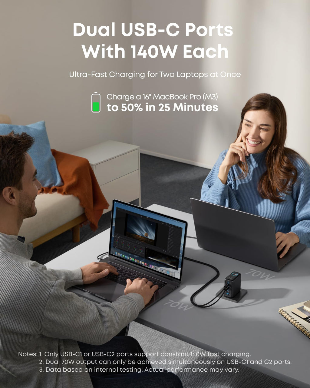 Anker Charger (140W, 4-Port, PD 3.1) with USB-C Cable image 2