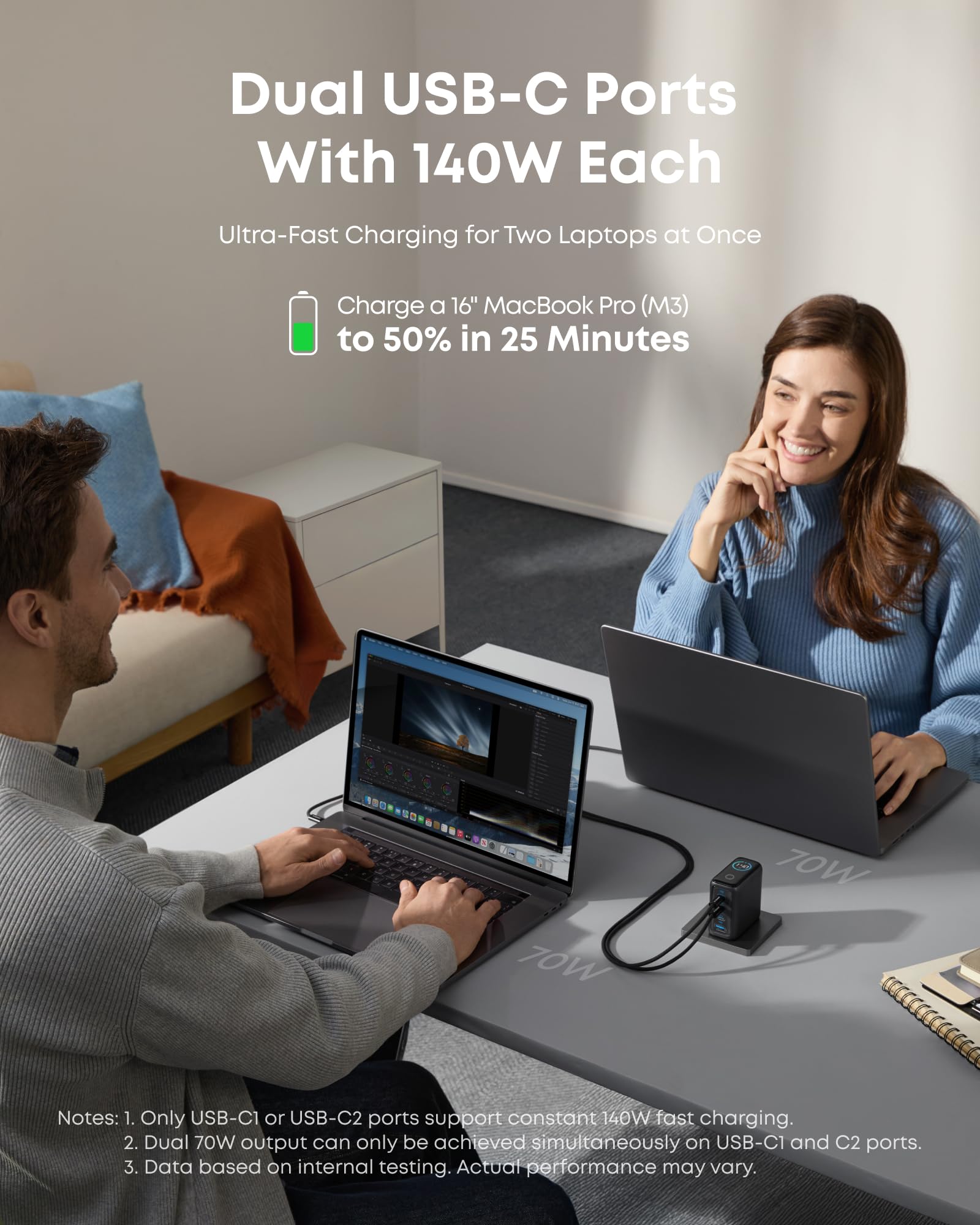 Anker Charger (140W, 4-Port, PD 3.1) with USB-C Cable image 2