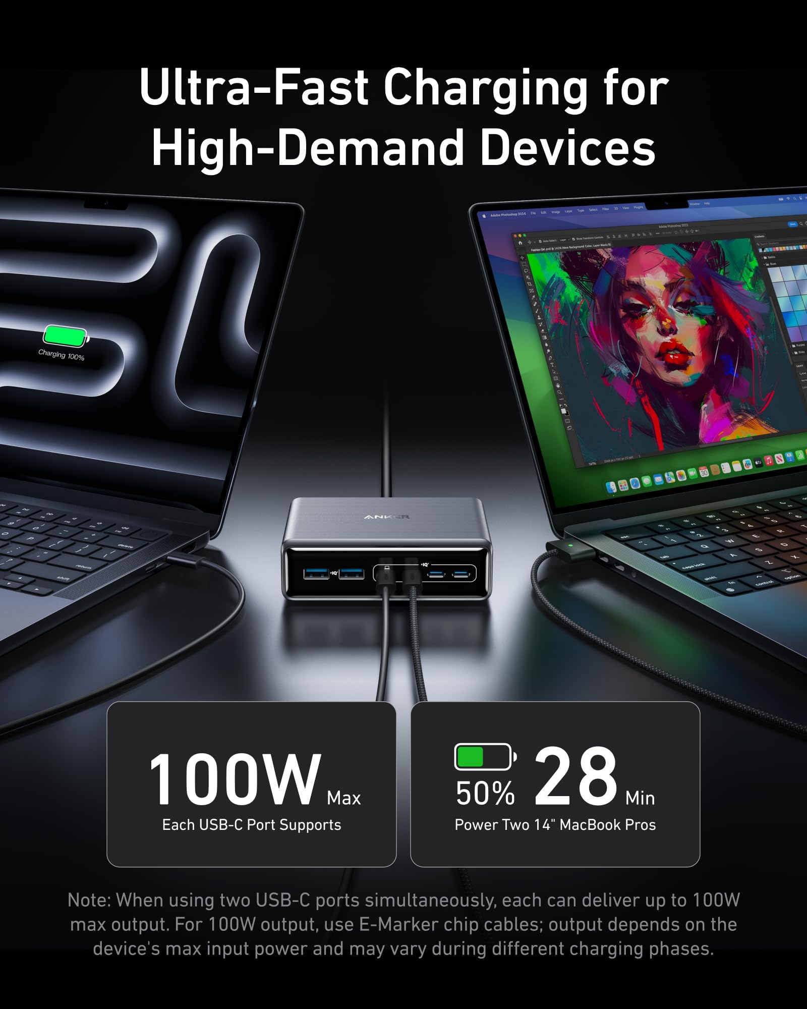 Anker Prime Charger (200W, 6 Ports, GaN)  and Anker Prime USB-C to USB-C Cable 240W image 3