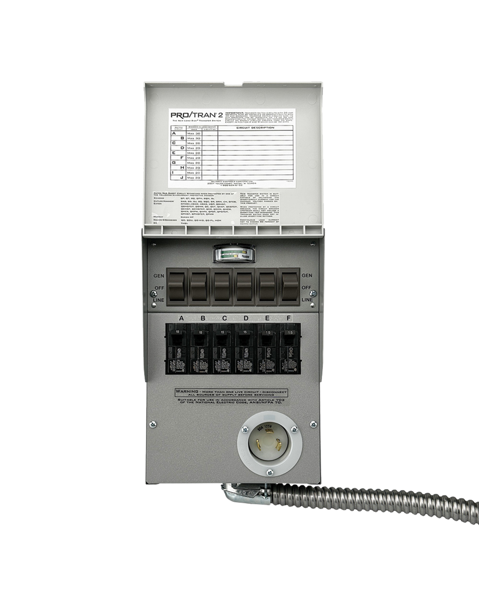 Home Backup Kit (120V, 30 Amp, 6-Circuit Transfer Switch + Cable, For F2000 and F2600) image 2