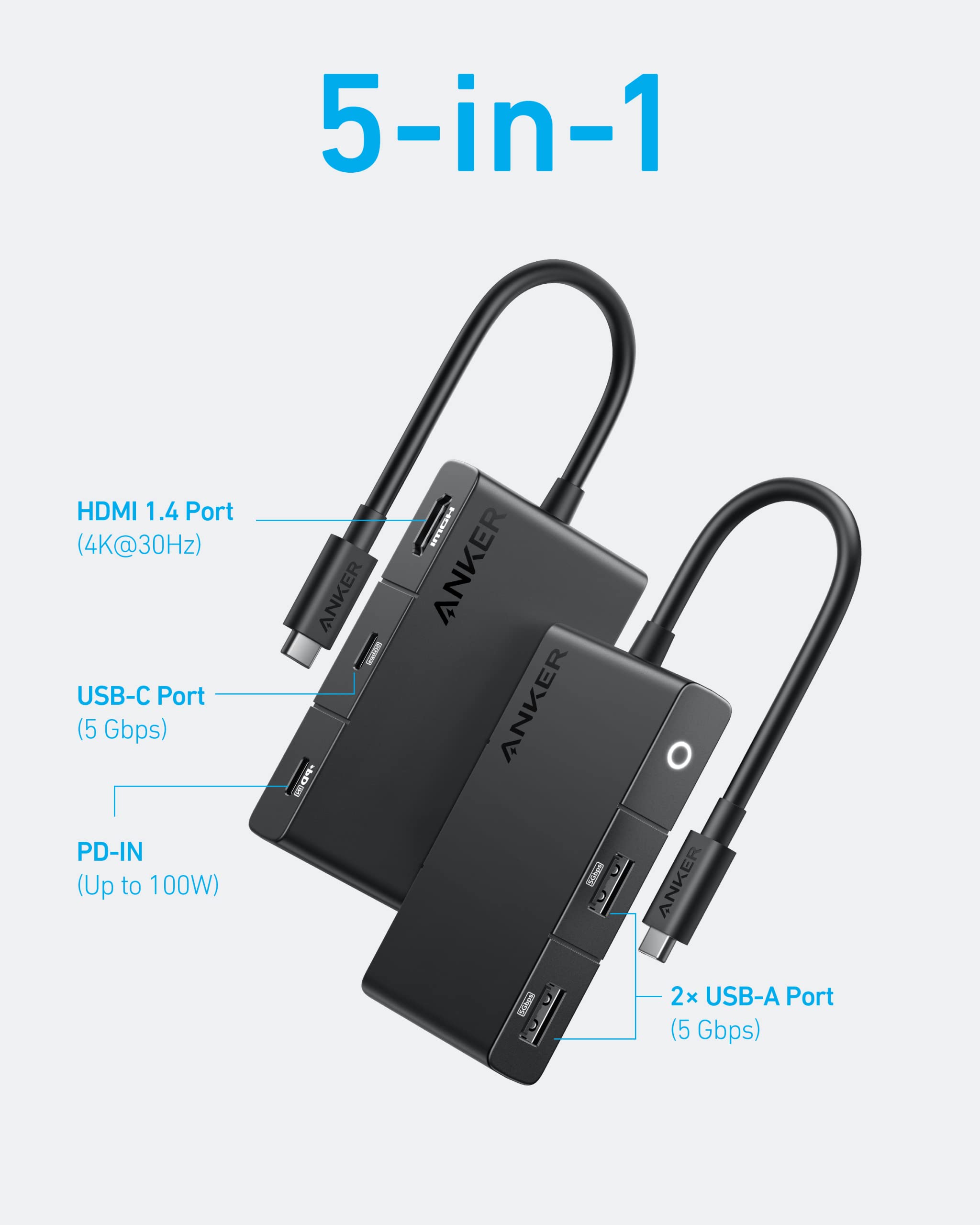 Anker 332 USB-C Hub (5-in-1, 4K HDMI) image 1