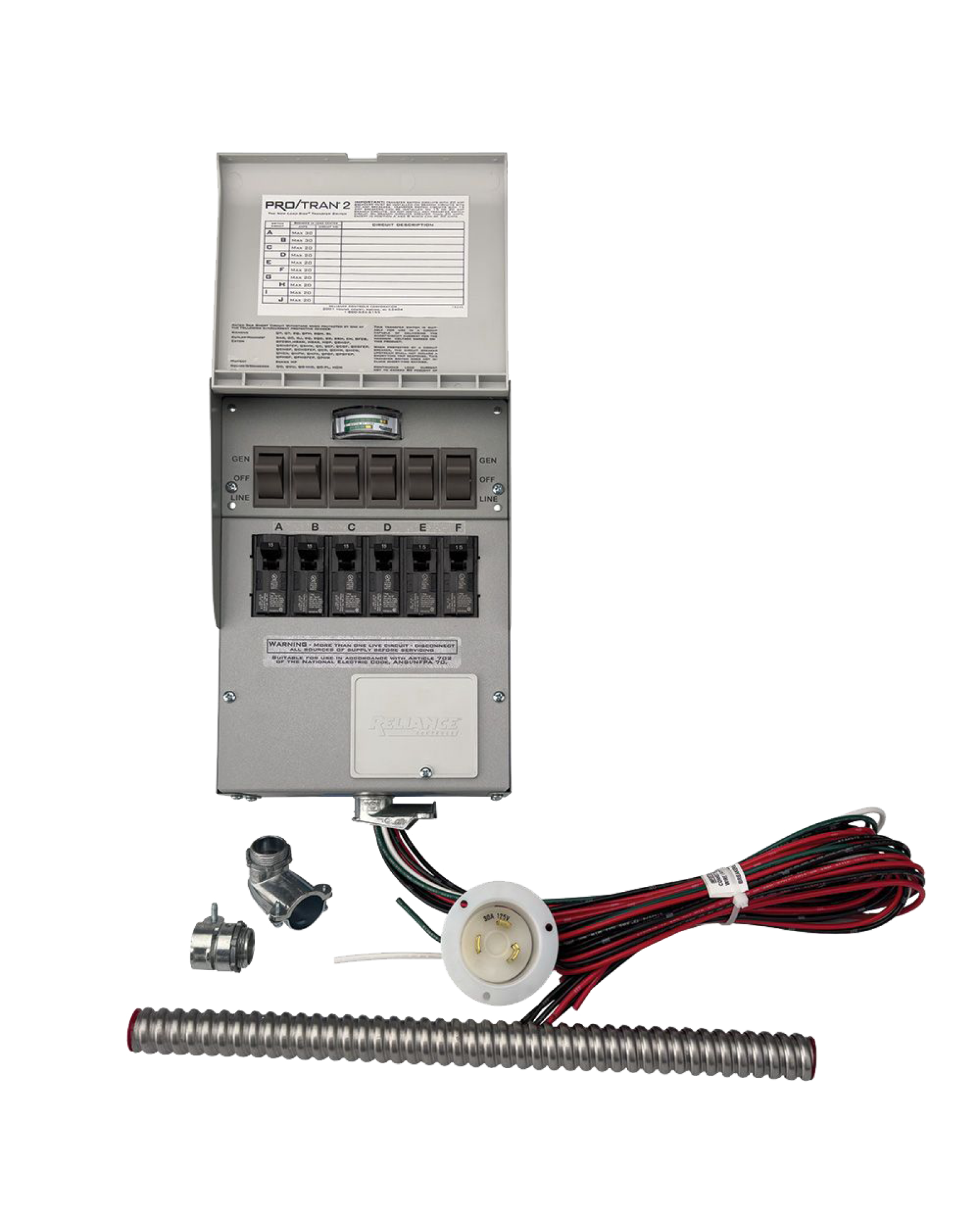 Home Backup Kit (120V, 30 Amp, 6-Circuit Transfer Switch + Cable, For F2000 and F2600) image 1