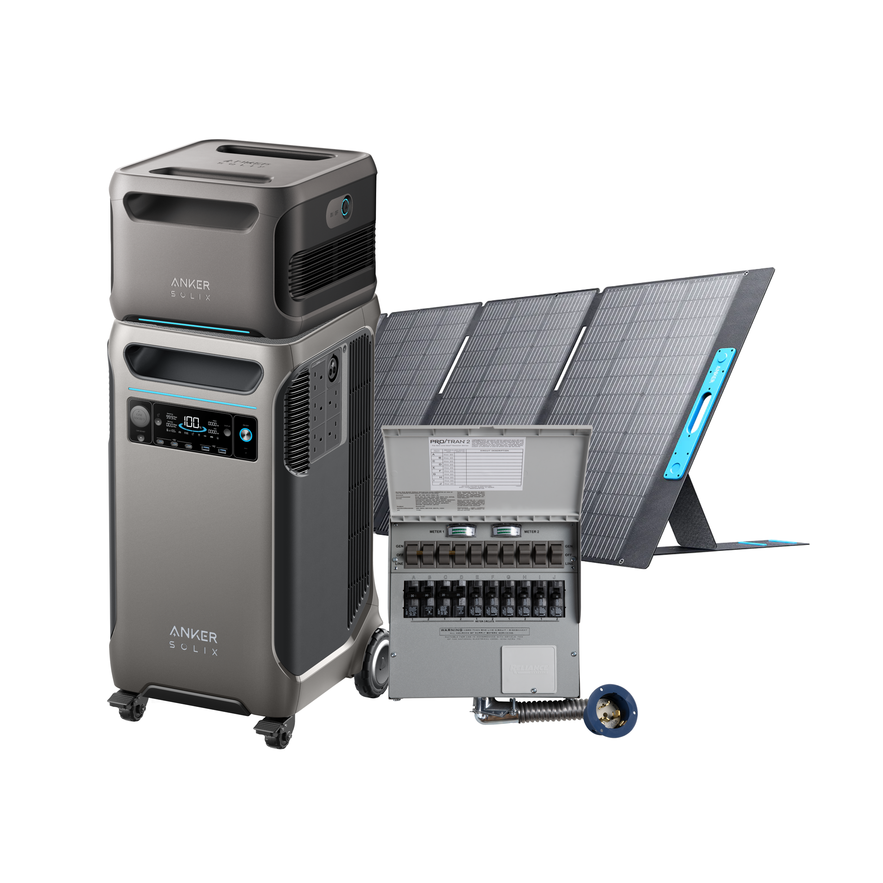 Anker SOLIX F3800 + Expansion Battery + Home Backup Kit (Transfer Switch + Cable) + 400W Solar Panel image 0