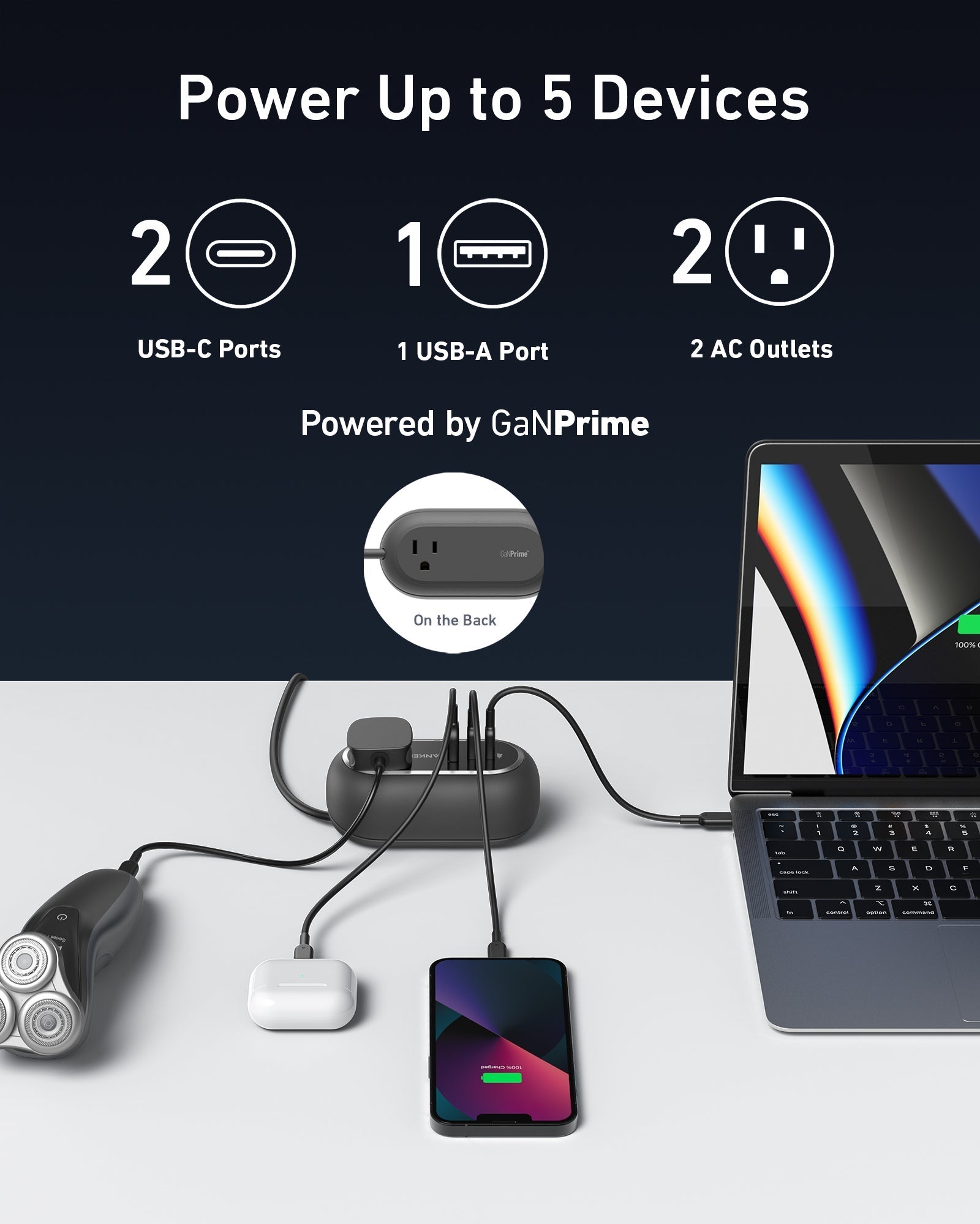 Anker 615 USB Power Strip (GaNPrime 65W) - 2-Pack image 1