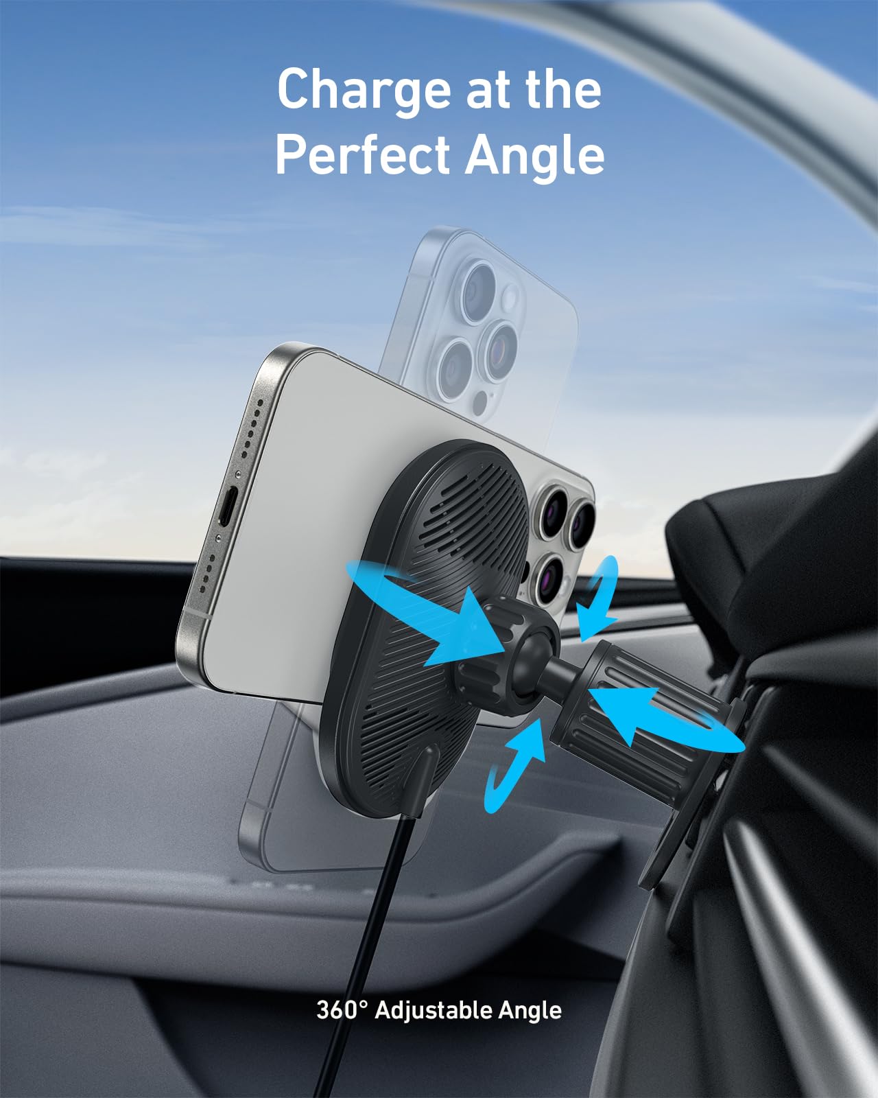 Anker MagGo Wireless Car Charger (Pad, Built-In USB-C Cable) image 2
