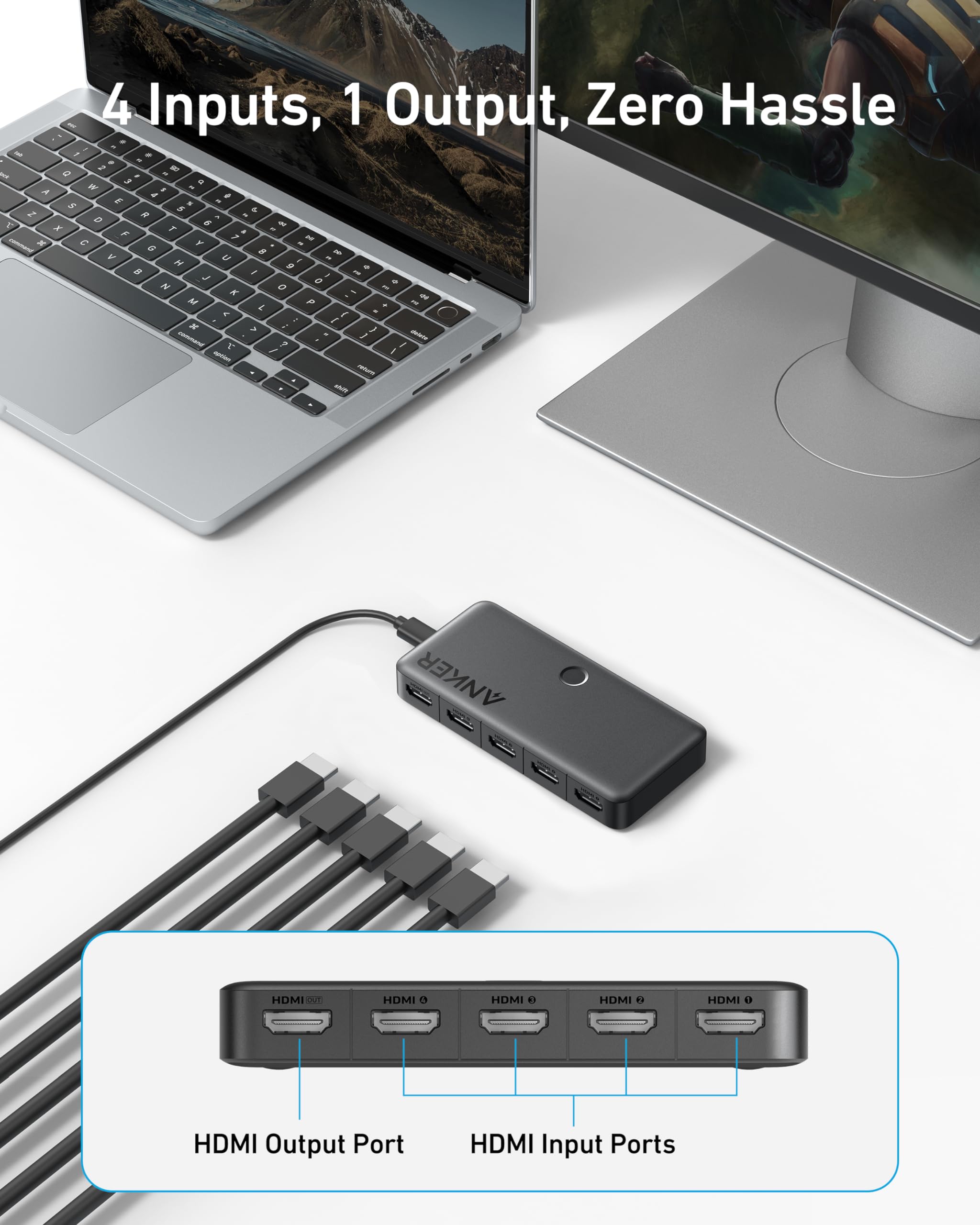 Anker HDMI Switch (4 in 1 Out, 4K HDMI) image 1
