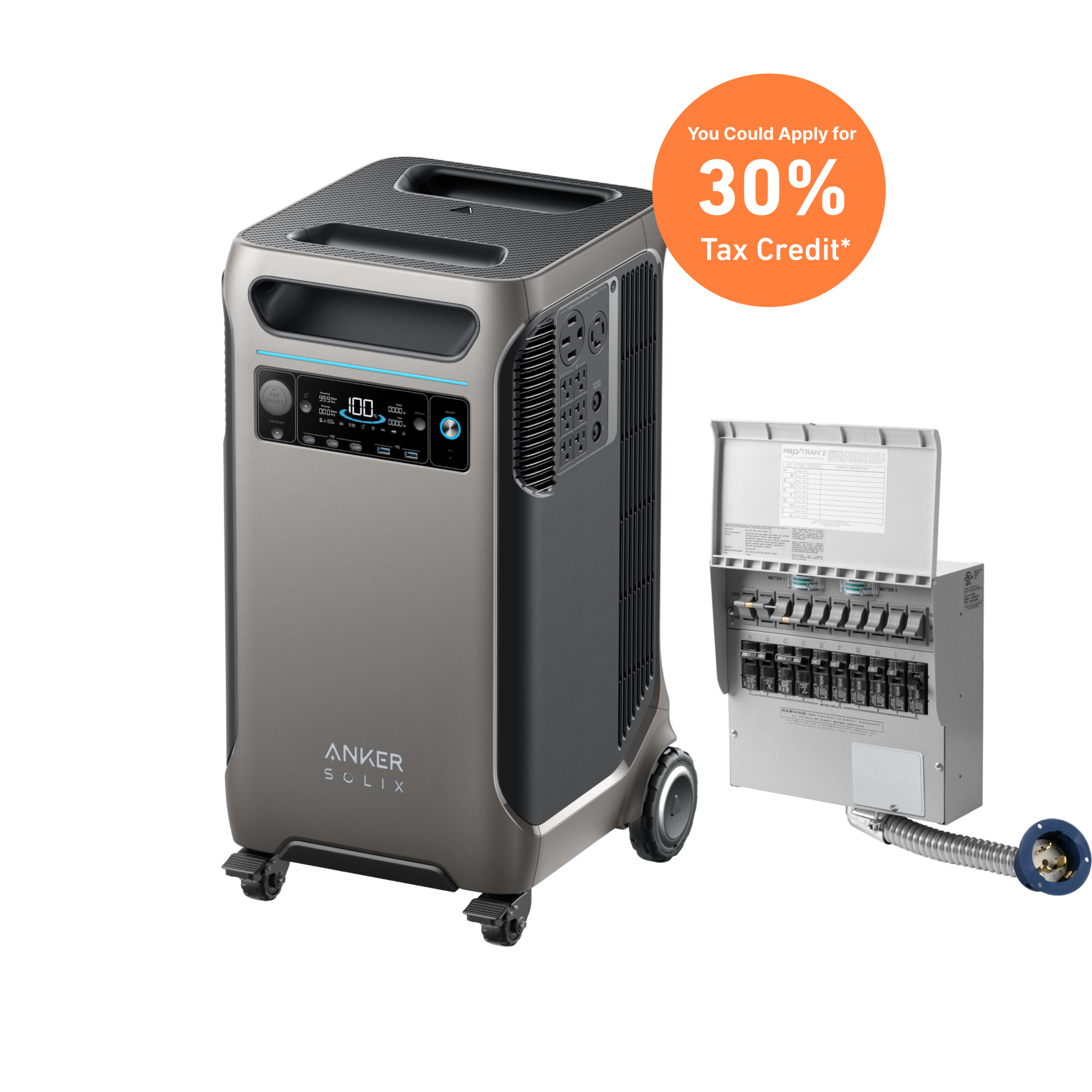 Anker SOLIX F3800 + Home Backup Kit (Transfer Switch + Cable) + 400W Solar Panel image 2