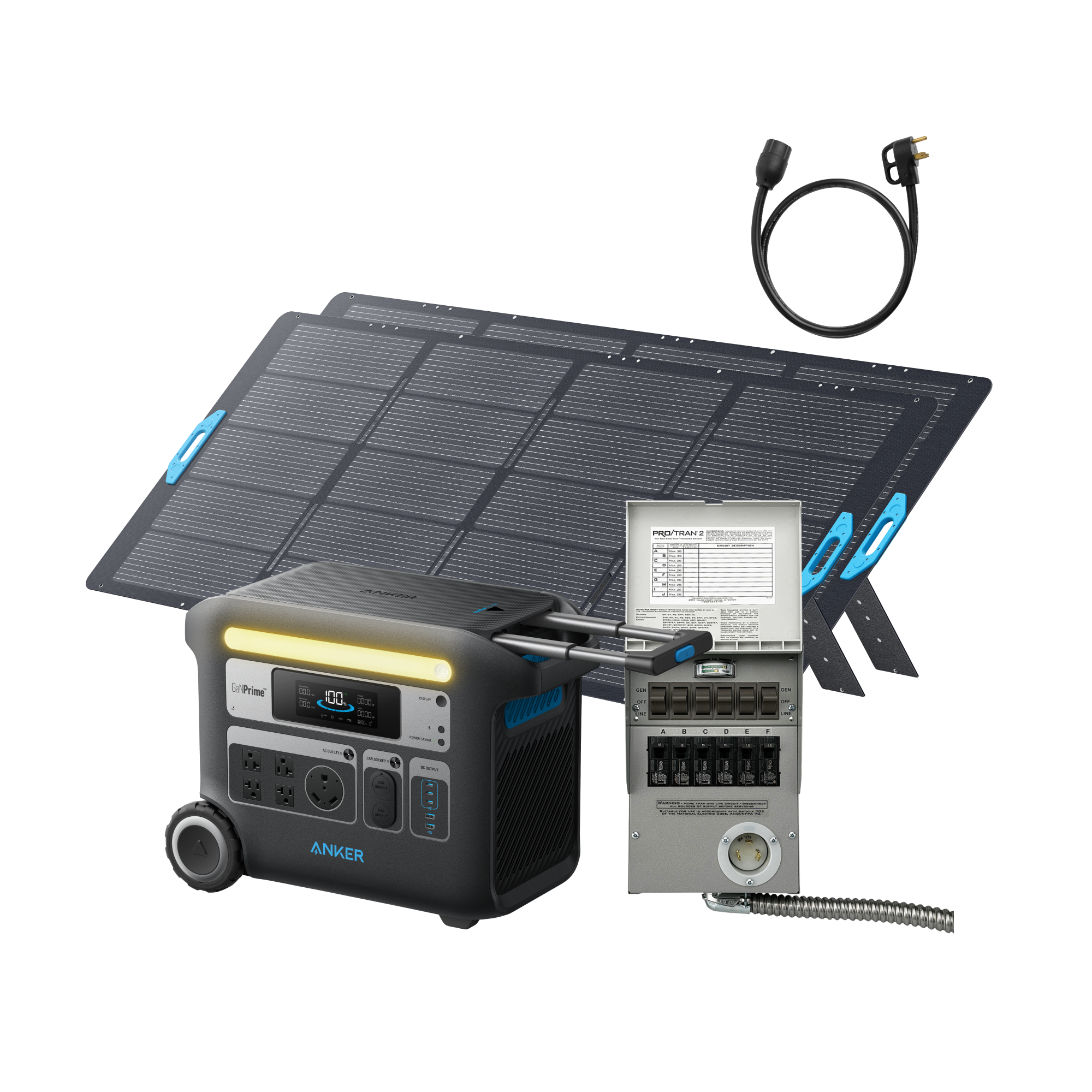 Anker SOLIX F2000 + Home Backup Kit (Transfer Switch + Cable) + 2400W Solar Panel image 0