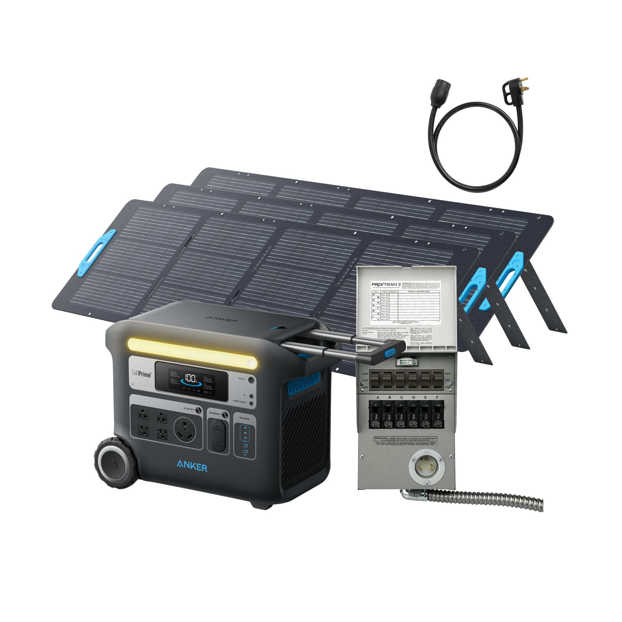 Anker SOLIX F2000 + Home Backup Kit (Transfer Switch + Cable) + 3200W Solar Panel image 0
