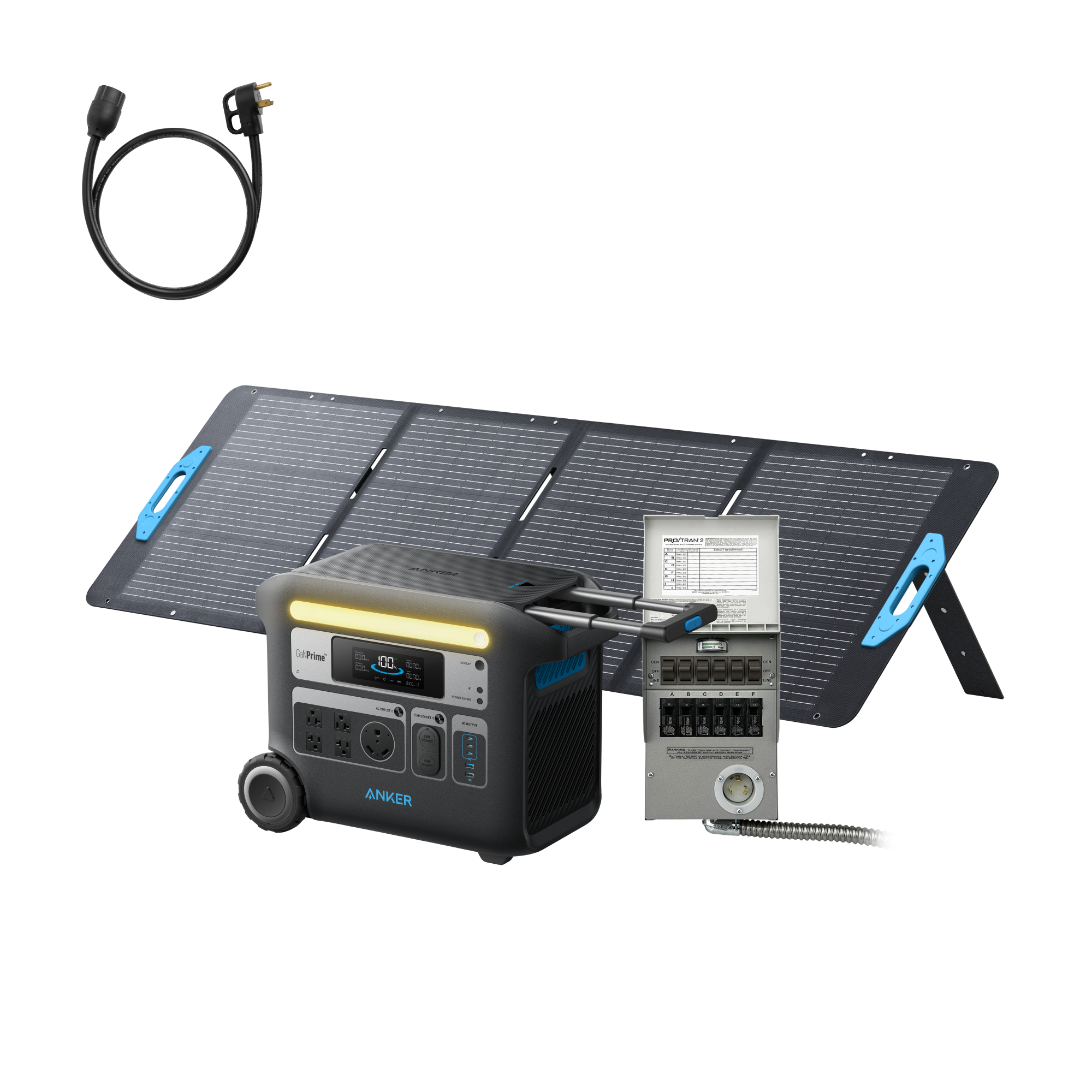 Anker SOLIX F2000 + Home Backup Kit (Transfer Switch + Cable) + 200W Solar Panel image 0