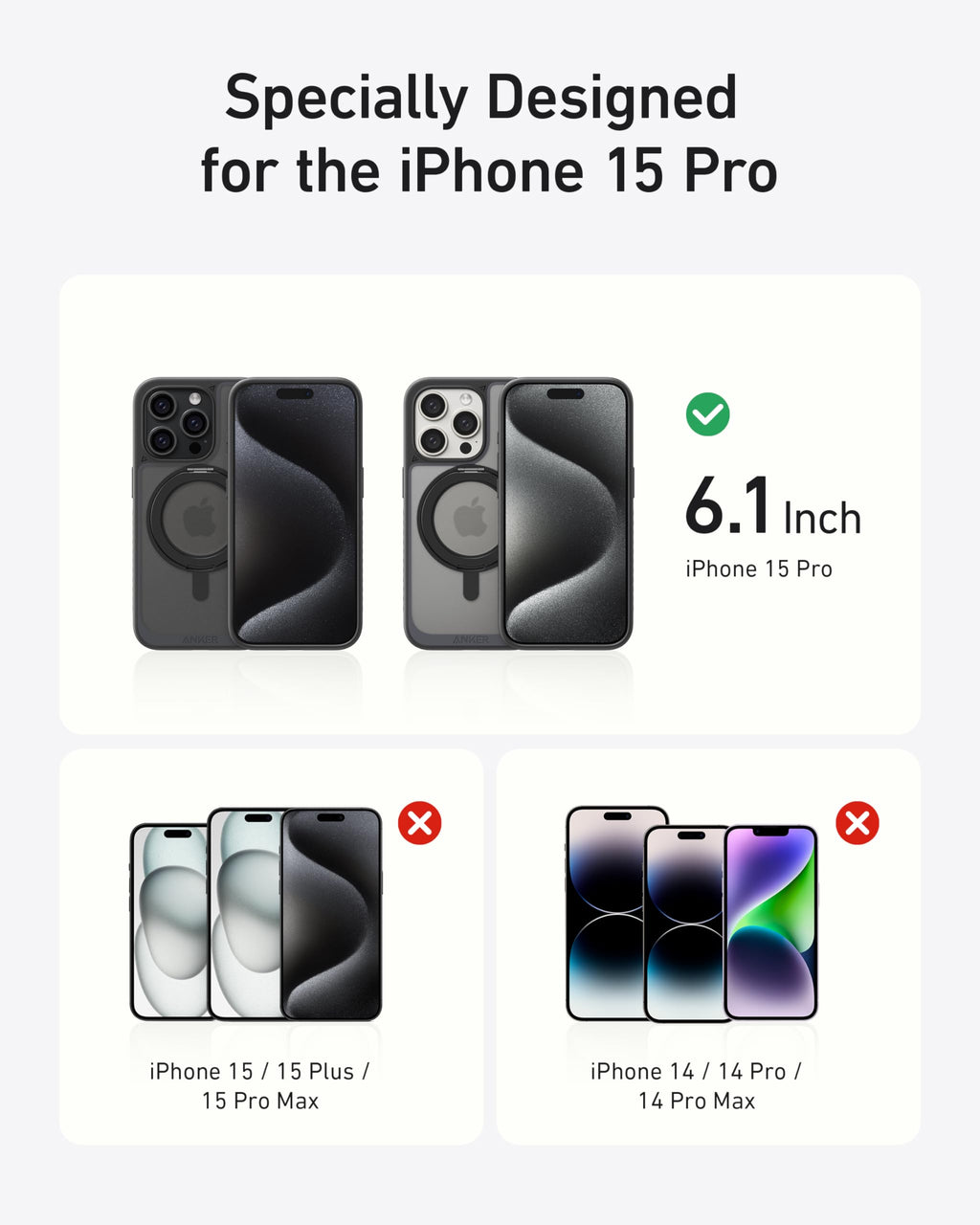 Anker Magnetic Phone Case with Ring Stand (For iPhone 15 Pro) image 5