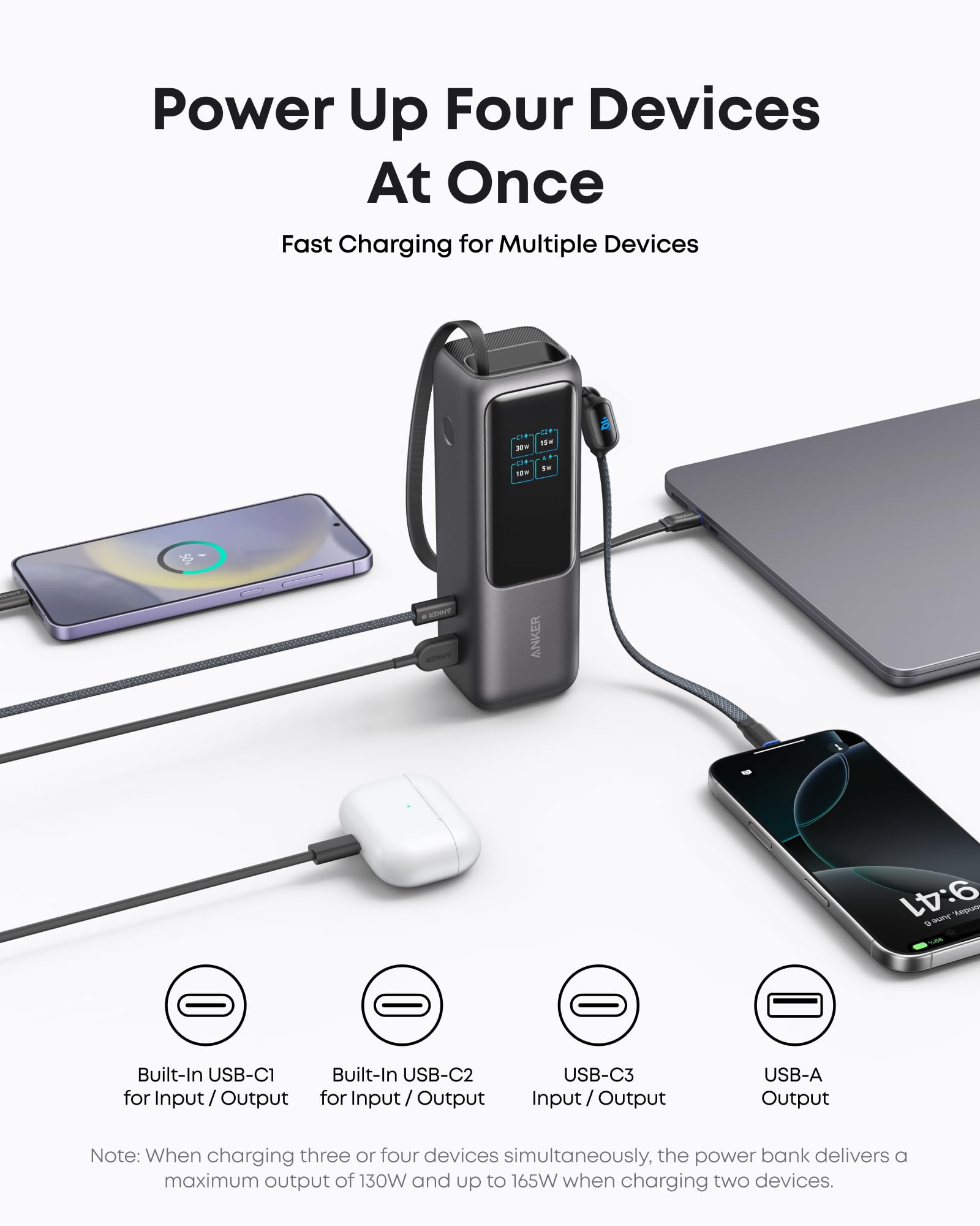 Anker Power Bank (25K, 165W, Built-In and Retractable Cables) image 4